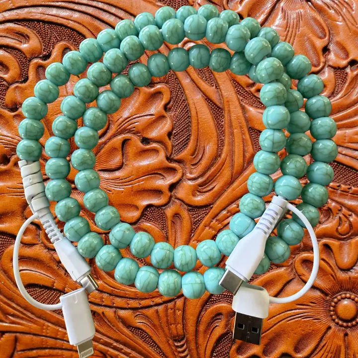Turquoise Beaded Phone Charger