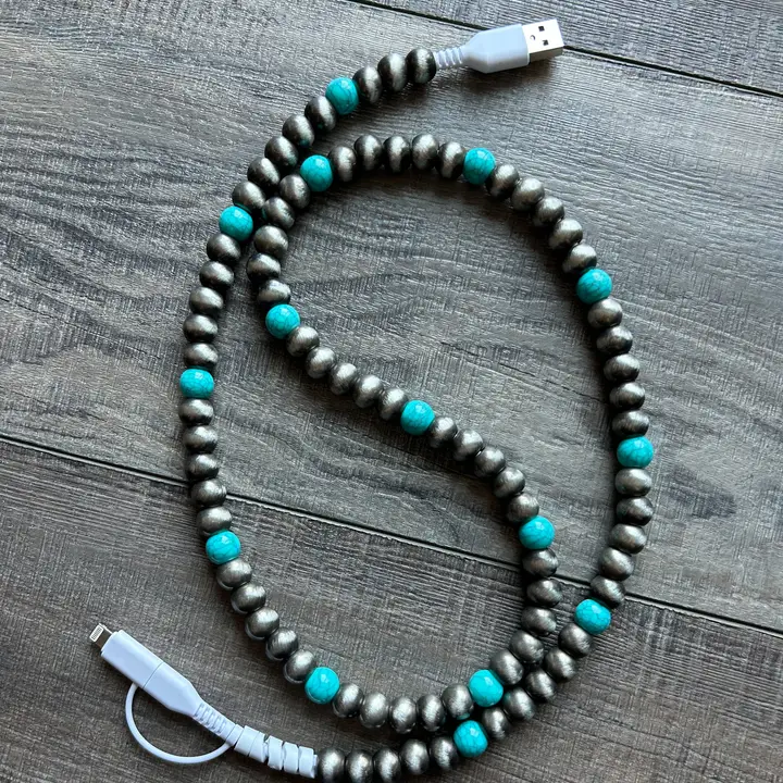 Turquoise Beaded Phone Charger