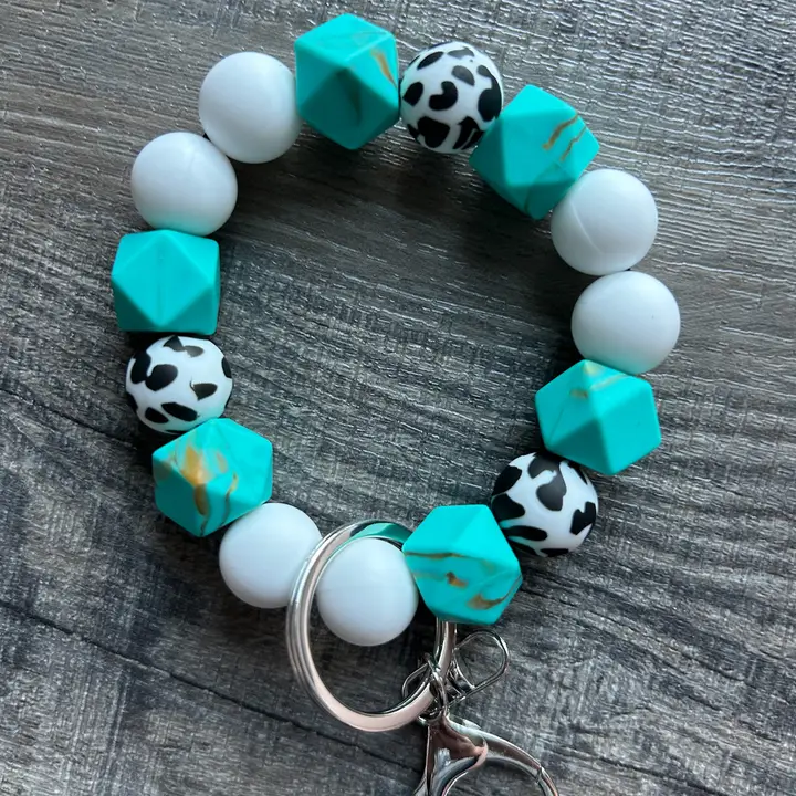 Turquoise Silicone Beaded Keychain