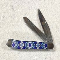 Twisted X Knife ~ Blue Bead