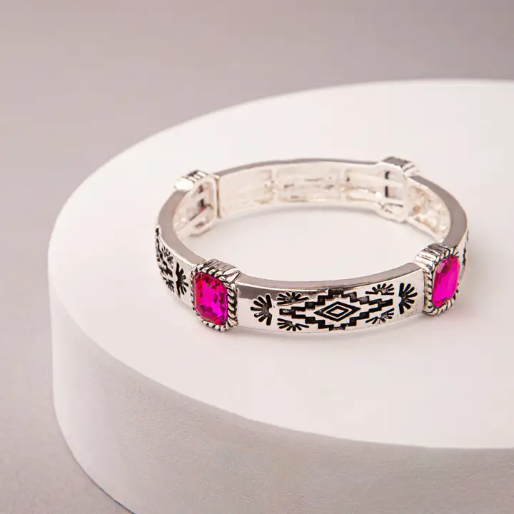 Western Aztec Jeweled Pictograph Bracelet - Image 3