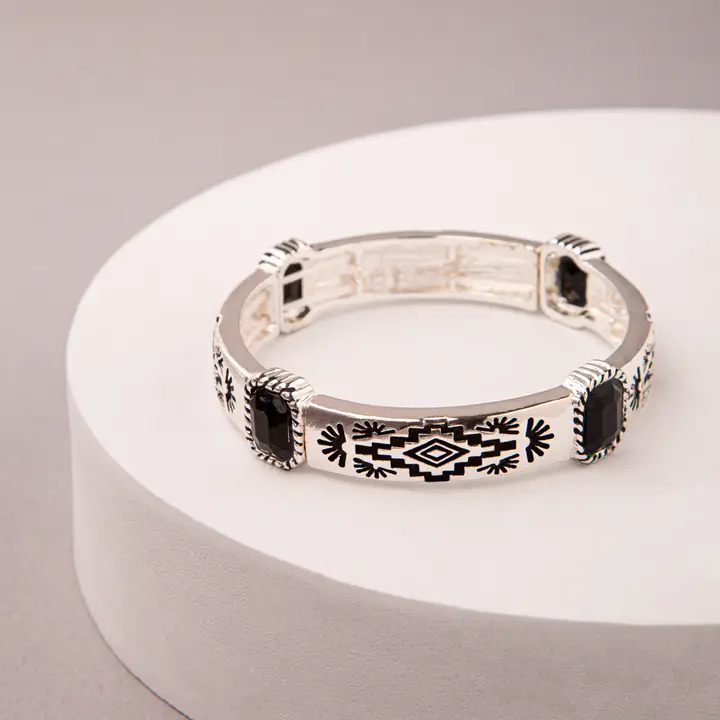 Western Aztec Jeweled Pictograph Bracelet - Image 4