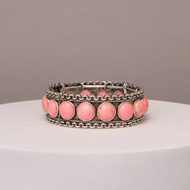 Western Bezel Set Cabochon Stretch Bracelet - Image 3