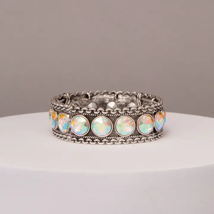 Western Bezel Set Cabochon Stretch Bracelet - Image 5