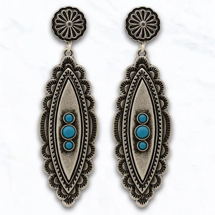 Western Concho Drop Earrings