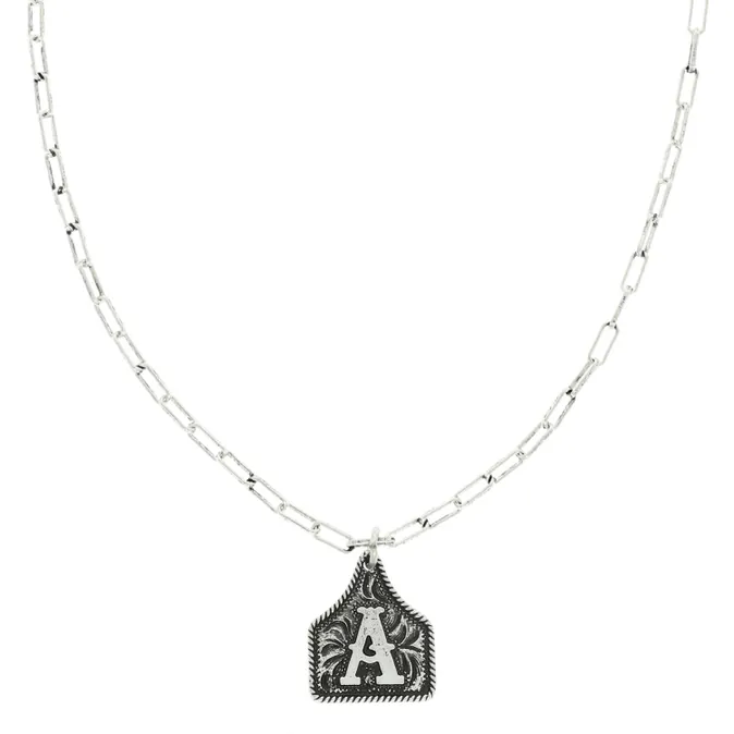 Western Initial Cattle Tag Pendant Necklace ~ A - Image 2