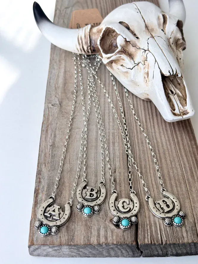 Western Initial Horseshoe Necklace
