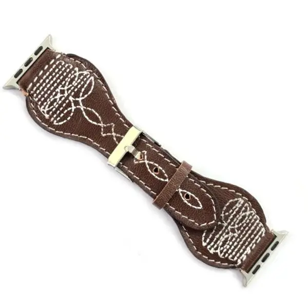 Western Leather Watch Band ~ Boot Stitch