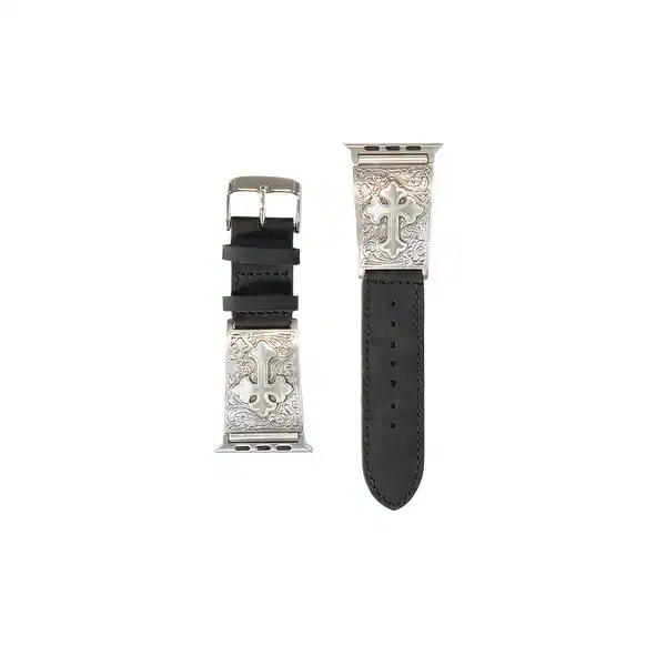 Western Leather Watch Band ~ Engraved Cross