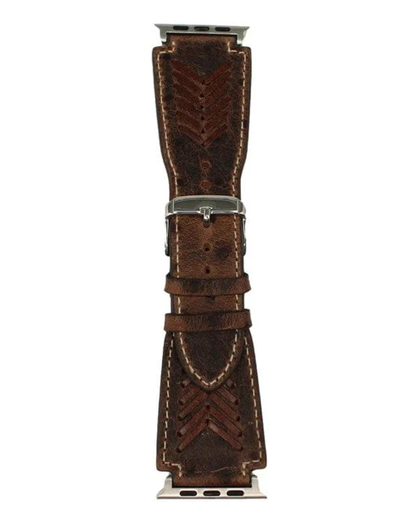 Western Leather Watch Band ~ Ostrich Lacing