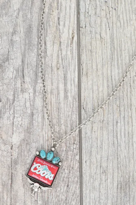 Western Longhorn Coors Pendant Necklace - Image 2
