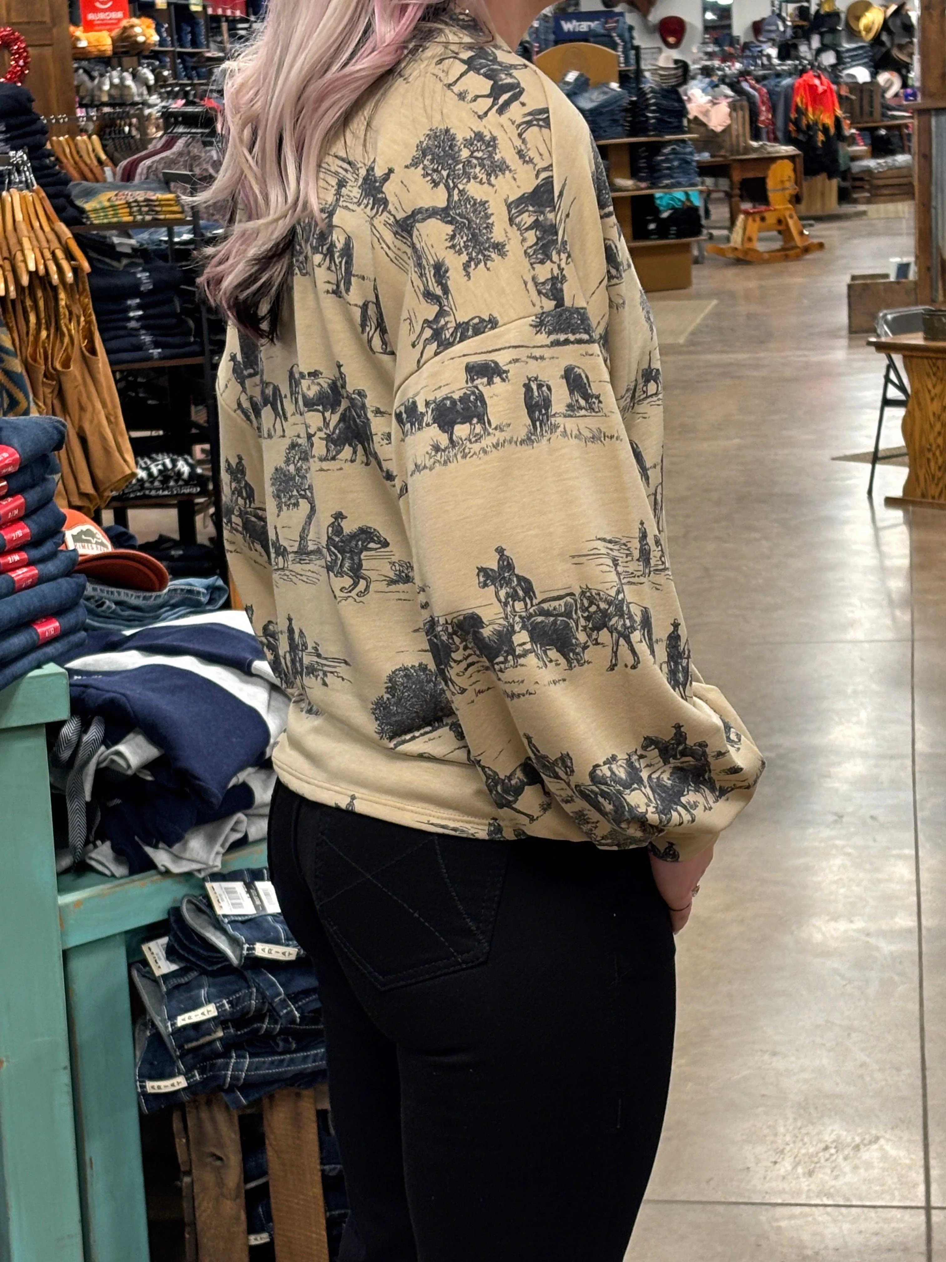 Western Print Long Sleeve Tee - Image 2