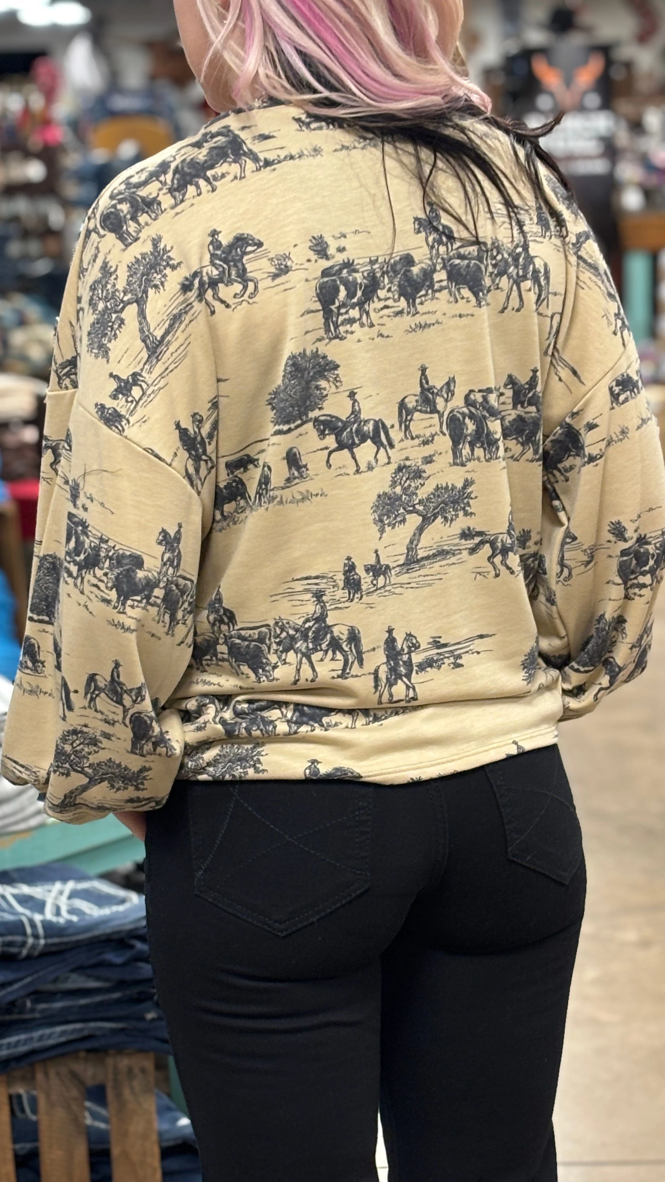Western Print Long Sleeve Tee - Image 3