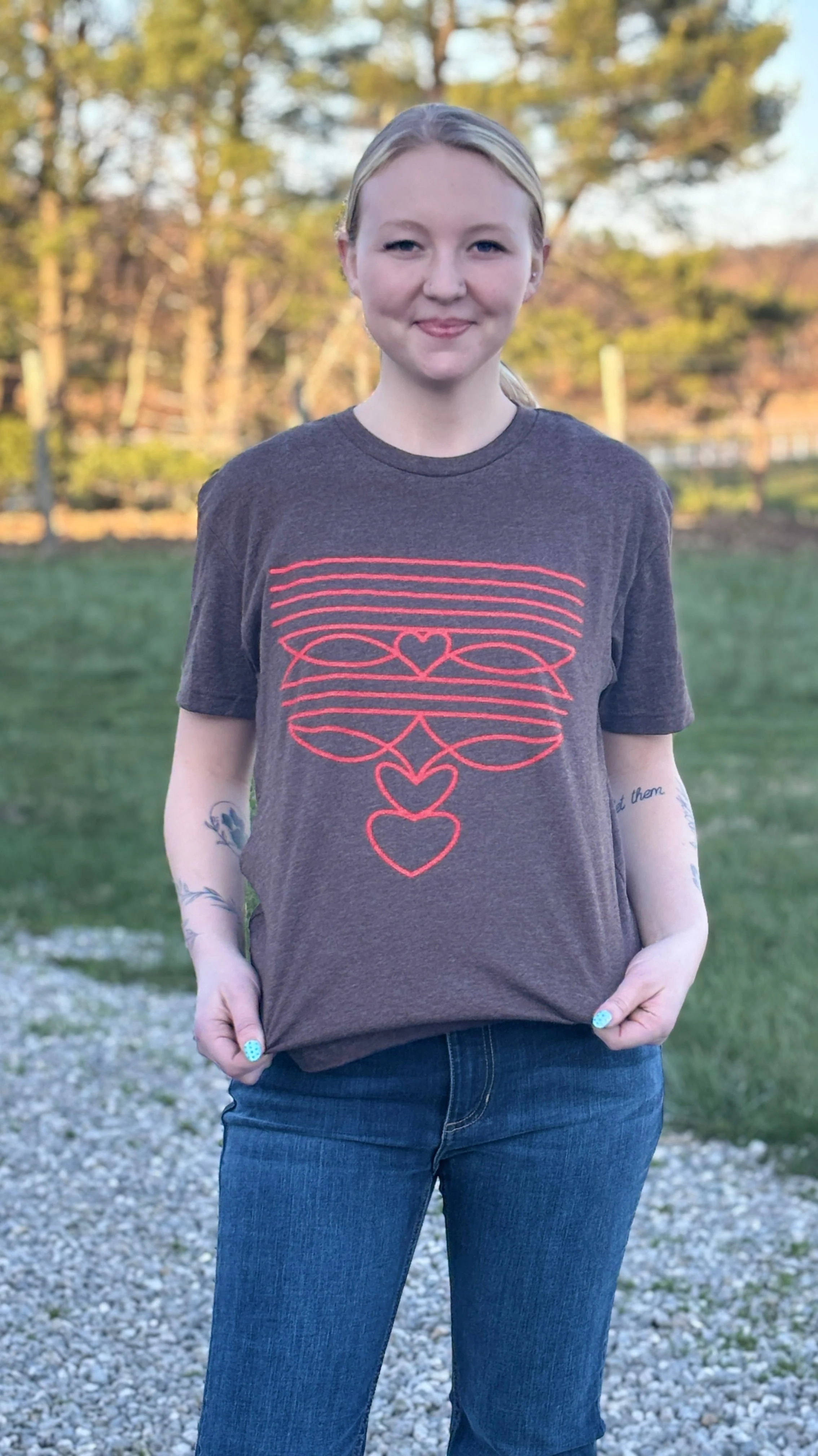 Western Red Heart Boot Stitch Tee
