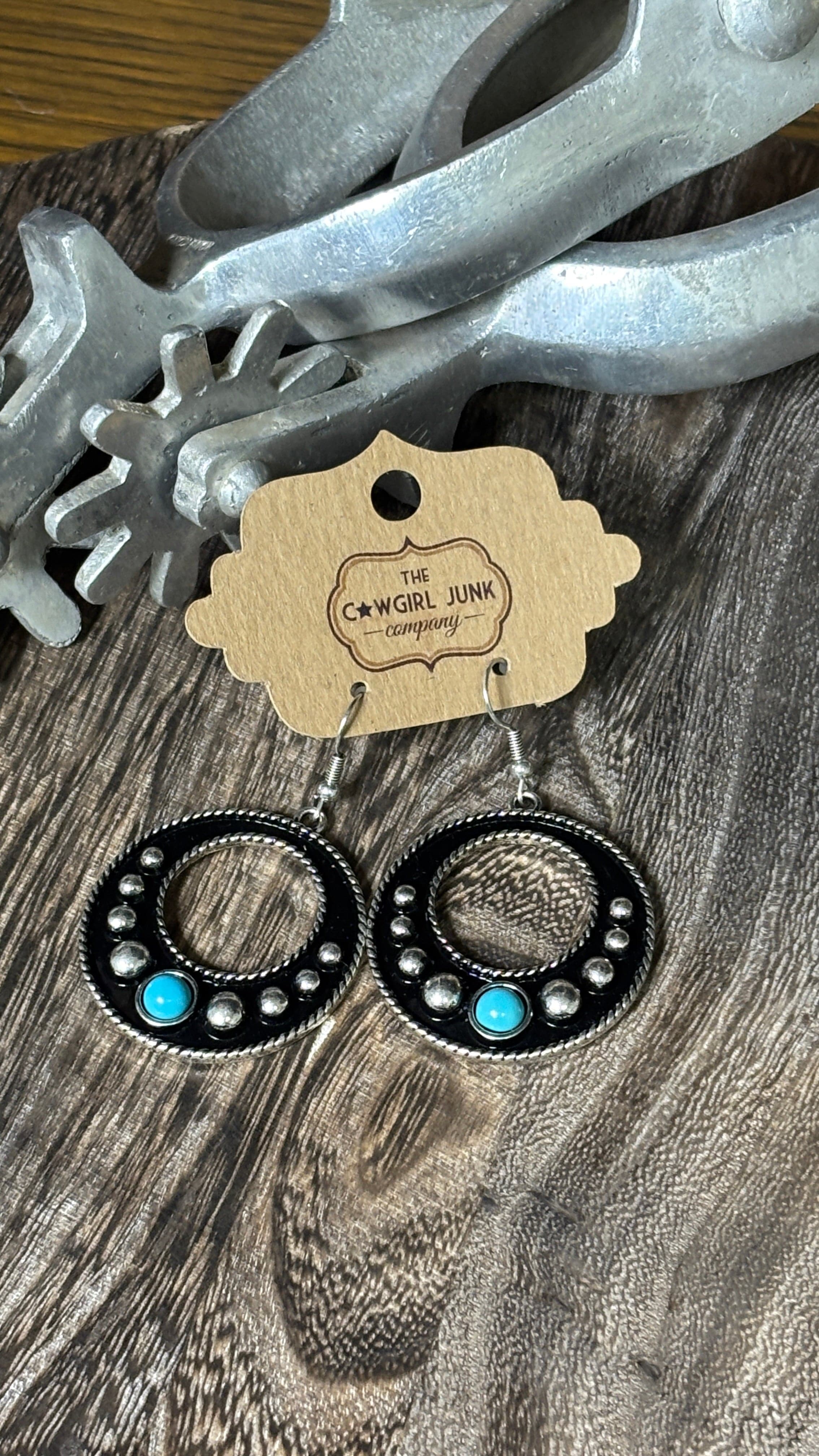 Western Rigidized Open Round Dangle Earrings - Image 2