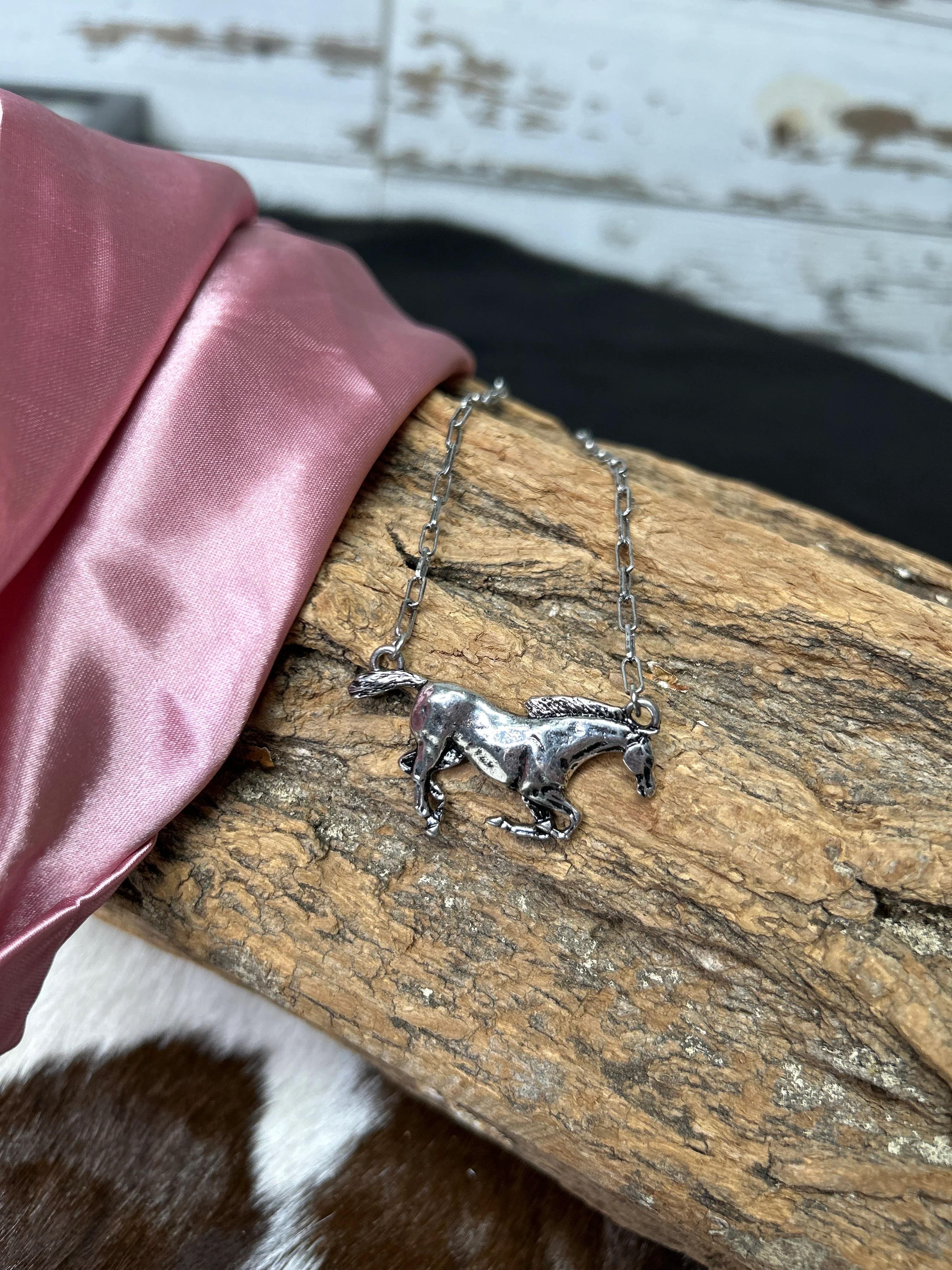 Western Running Horse Necklace