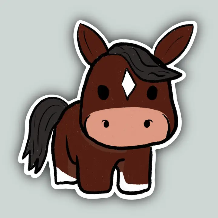Western Sticker ~ Bay Pony Cartoon Sticker
