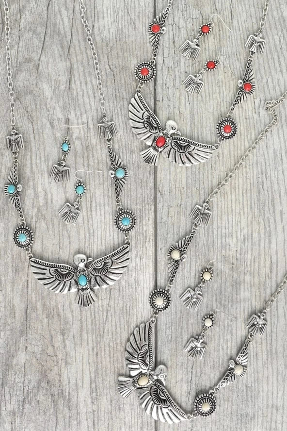 Western Thunderbird Stone Necklace Set - Image 2