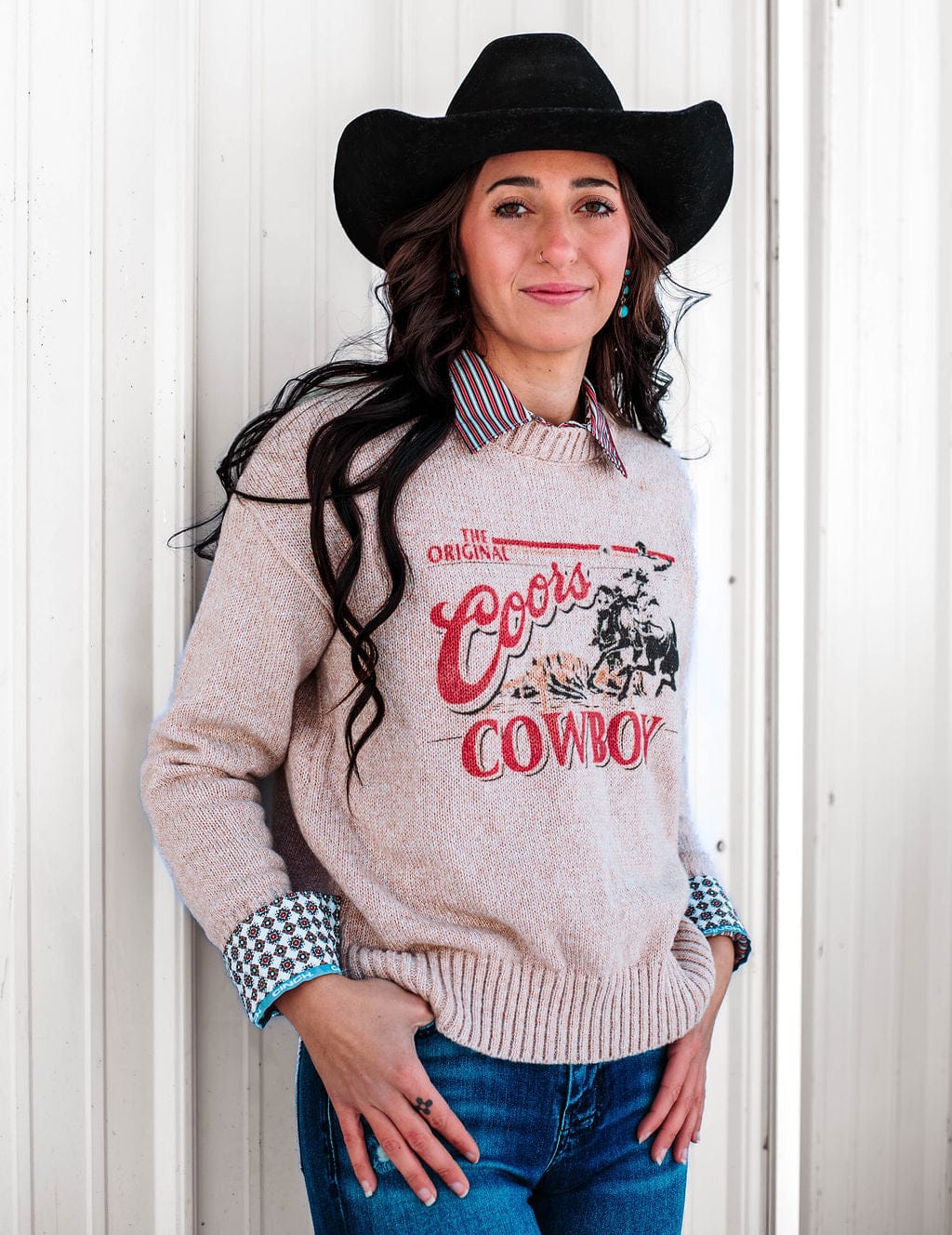 Western Vintage Coors Cowboy Sweater