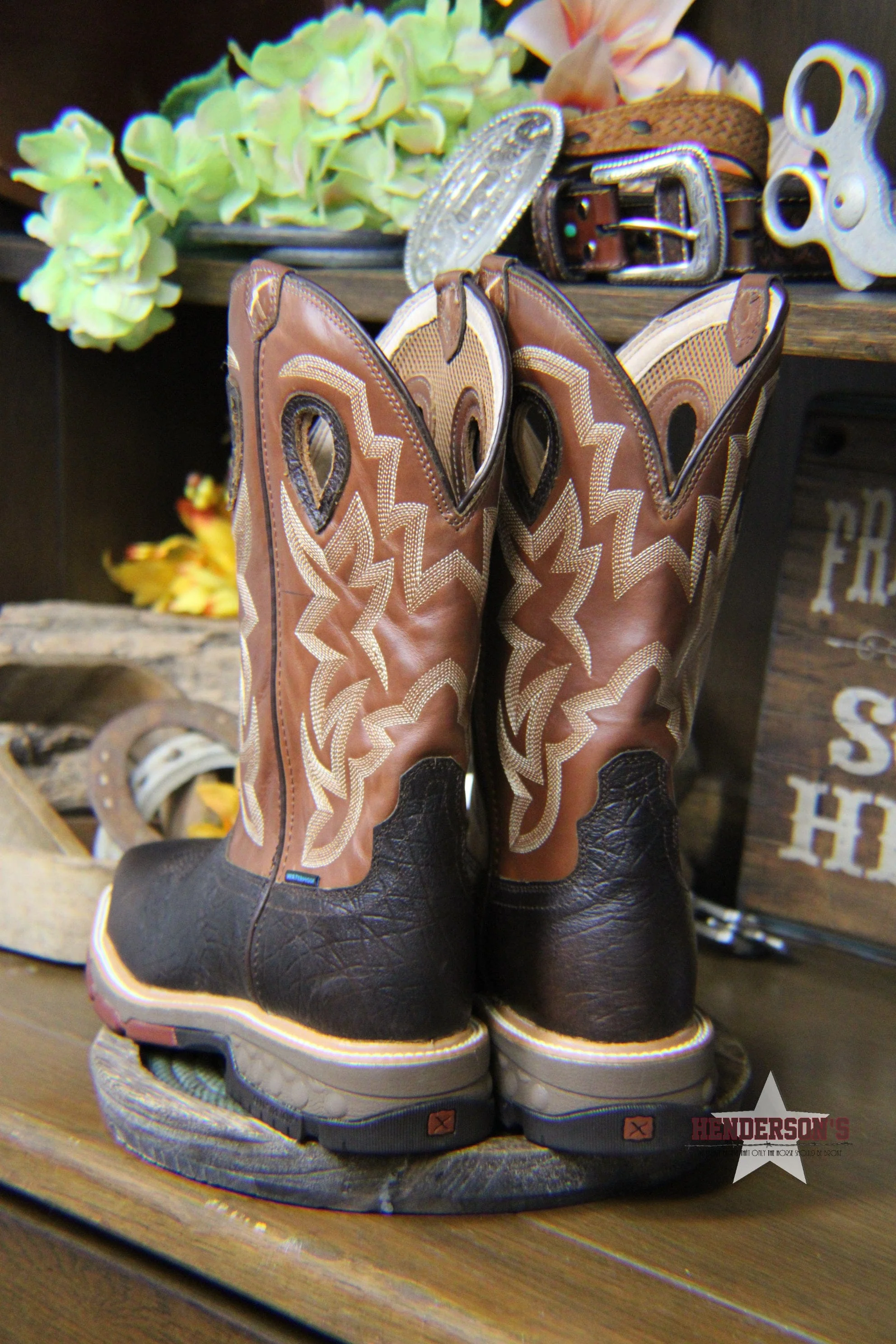 Western Work Boots by Twisted X ~ Alloy ~ Chocolate - Image 3
