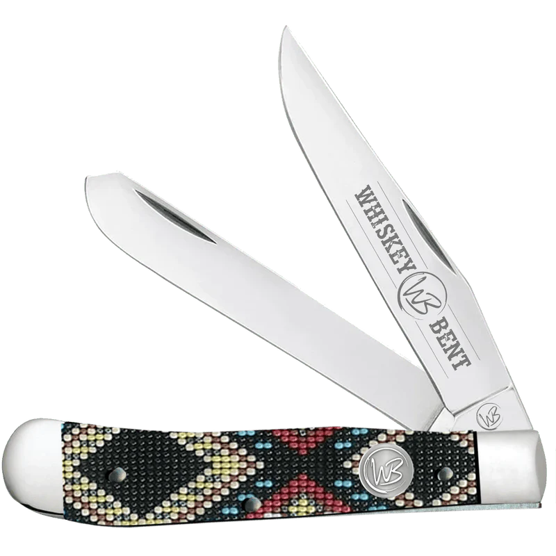 Whiskey Bent Knife ~  Trapper ~ Black Diamond Bead