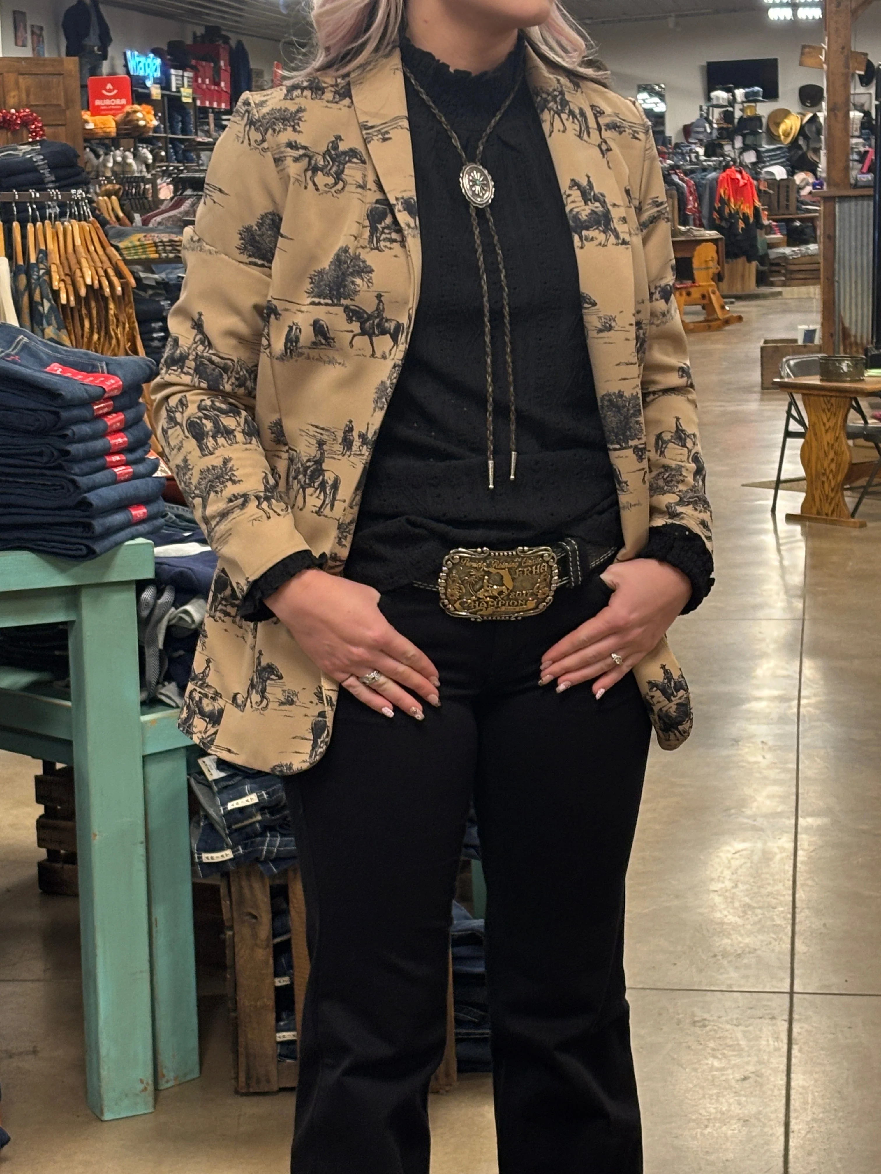 Wild West Print Woven Blazer