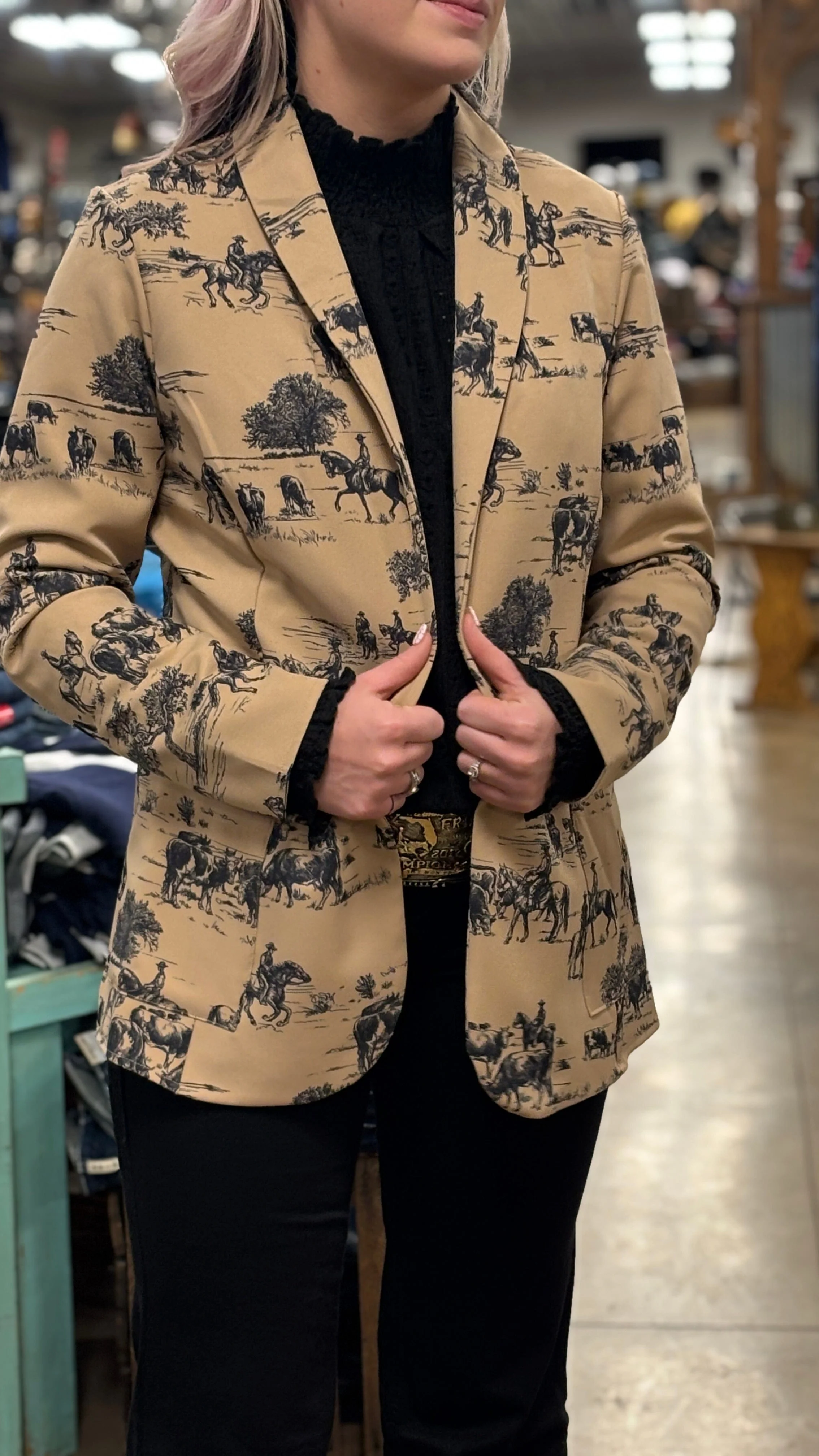 Wild West Print Woven Blazer - Image 3