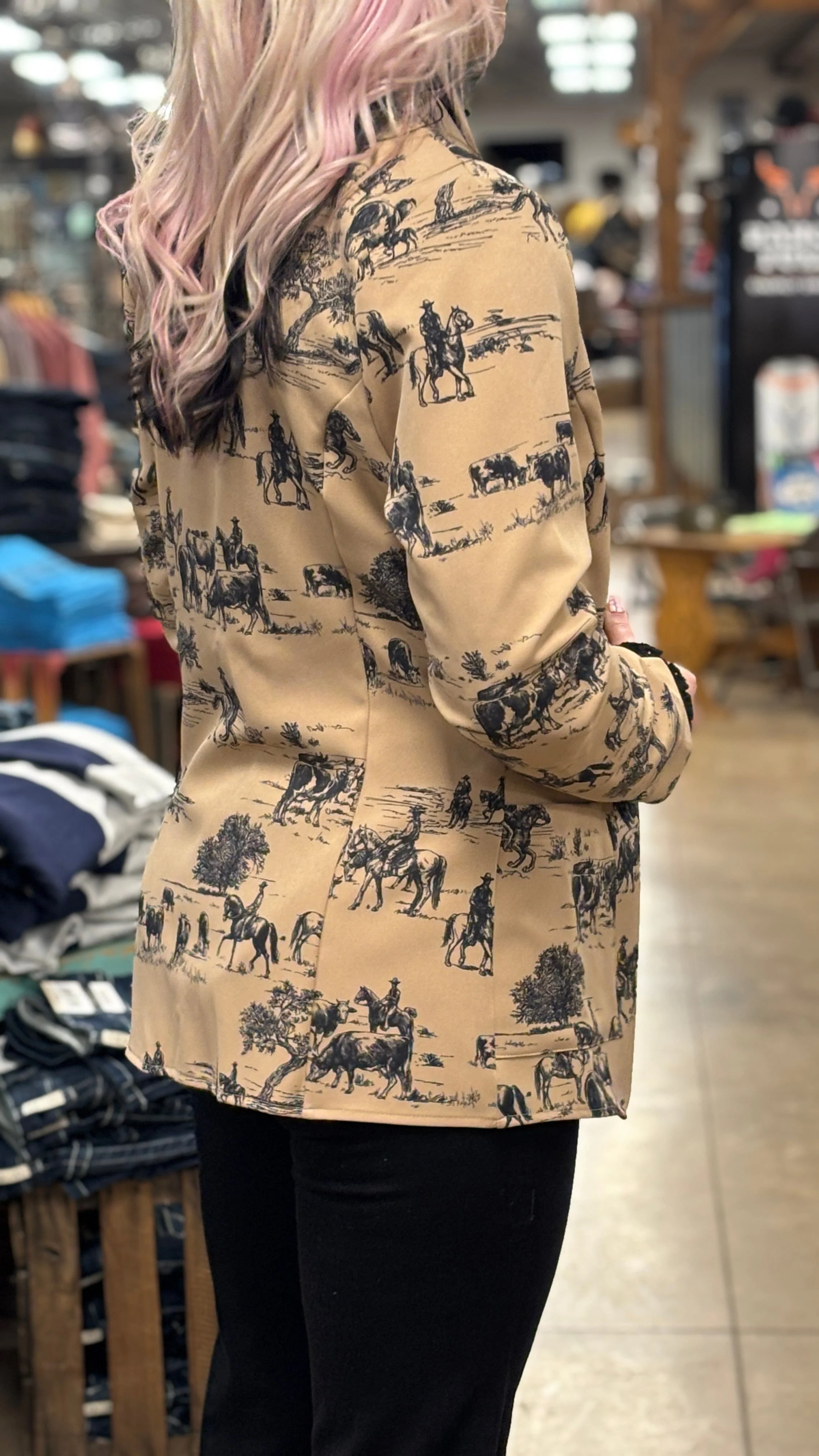 Wild West Print Woven Blazer - Image 4