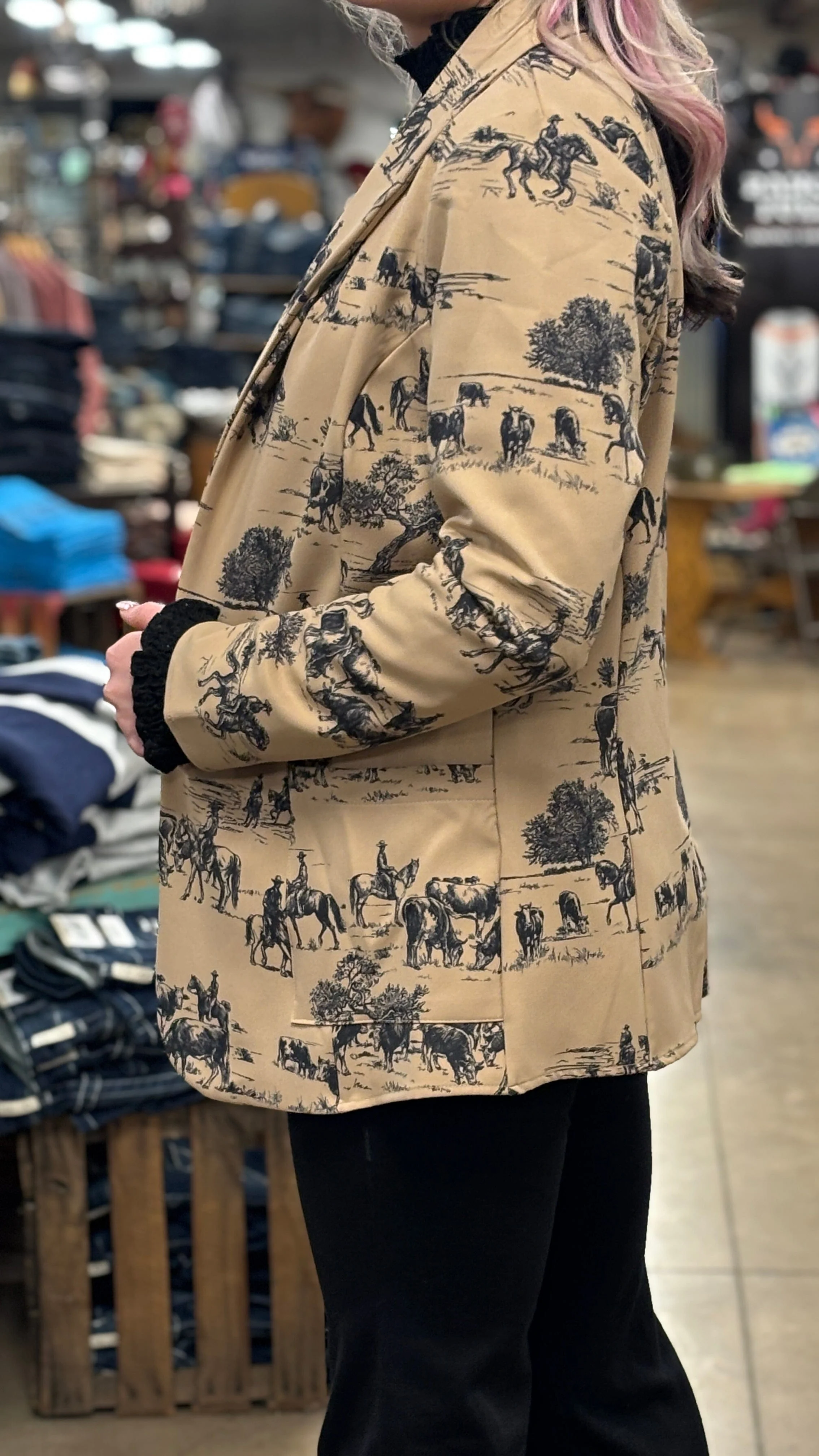 Wild West Print Woven Blazer - Image 5