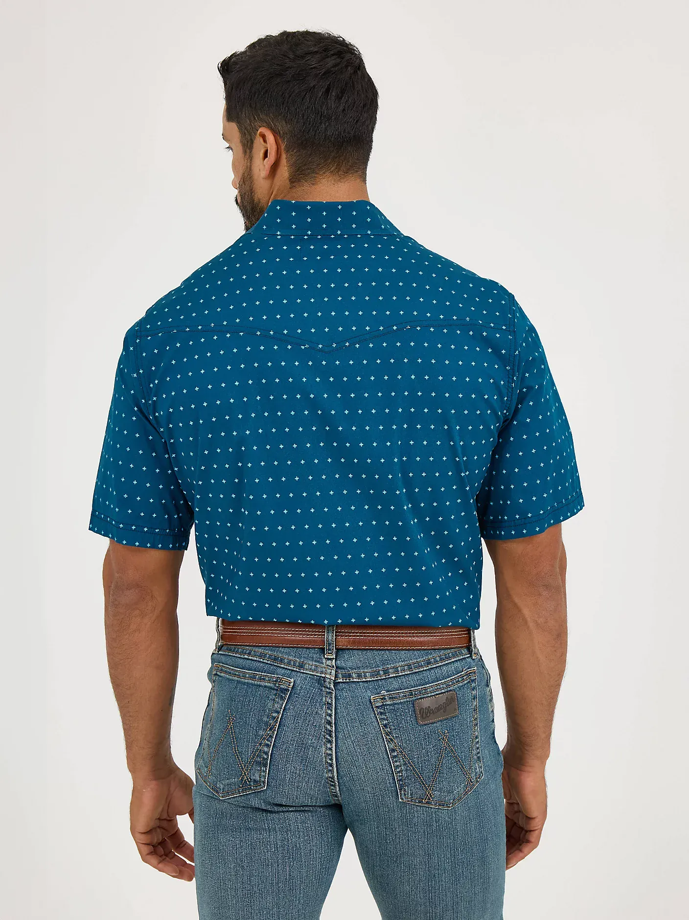 Wrangler 20X Competition Shirt ~ Turquoise Cross - Image 2