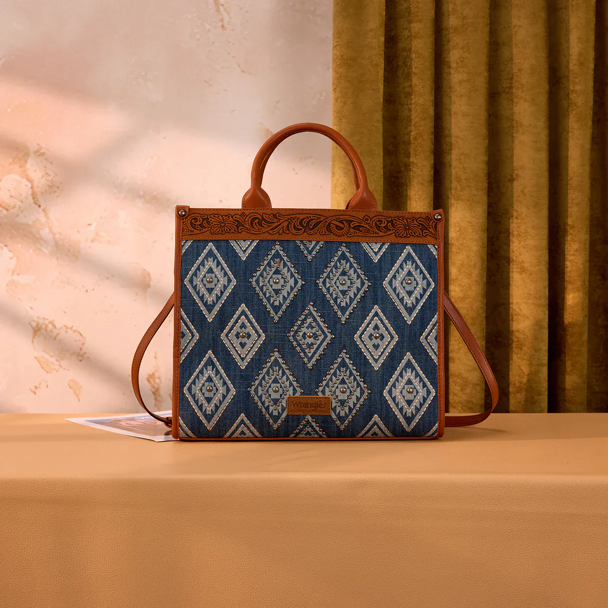 Wrangler Aztec Studded Tote/Crossbody ~ Jean