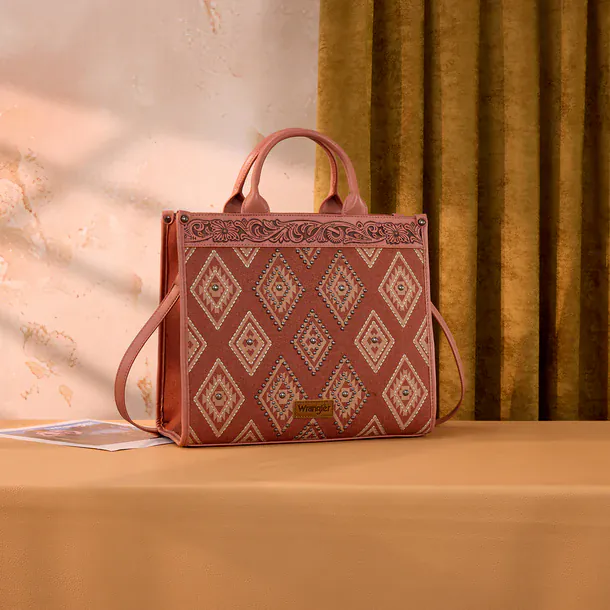 Wrangler Aztec Studded Tote/Crossbody ~ Pink
