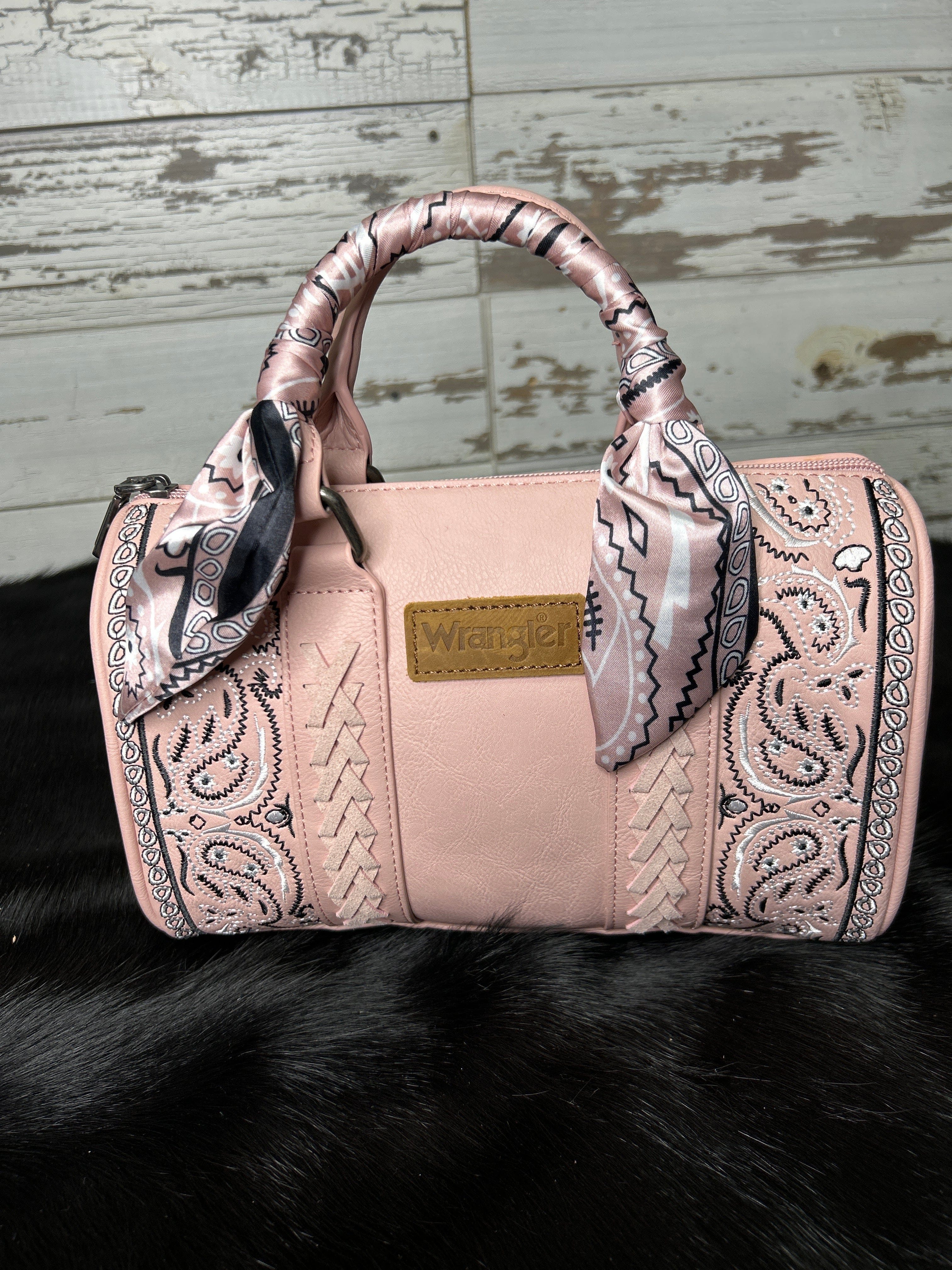 Wrangler Bandana Paisley Print Barrel Crossbody - Pink