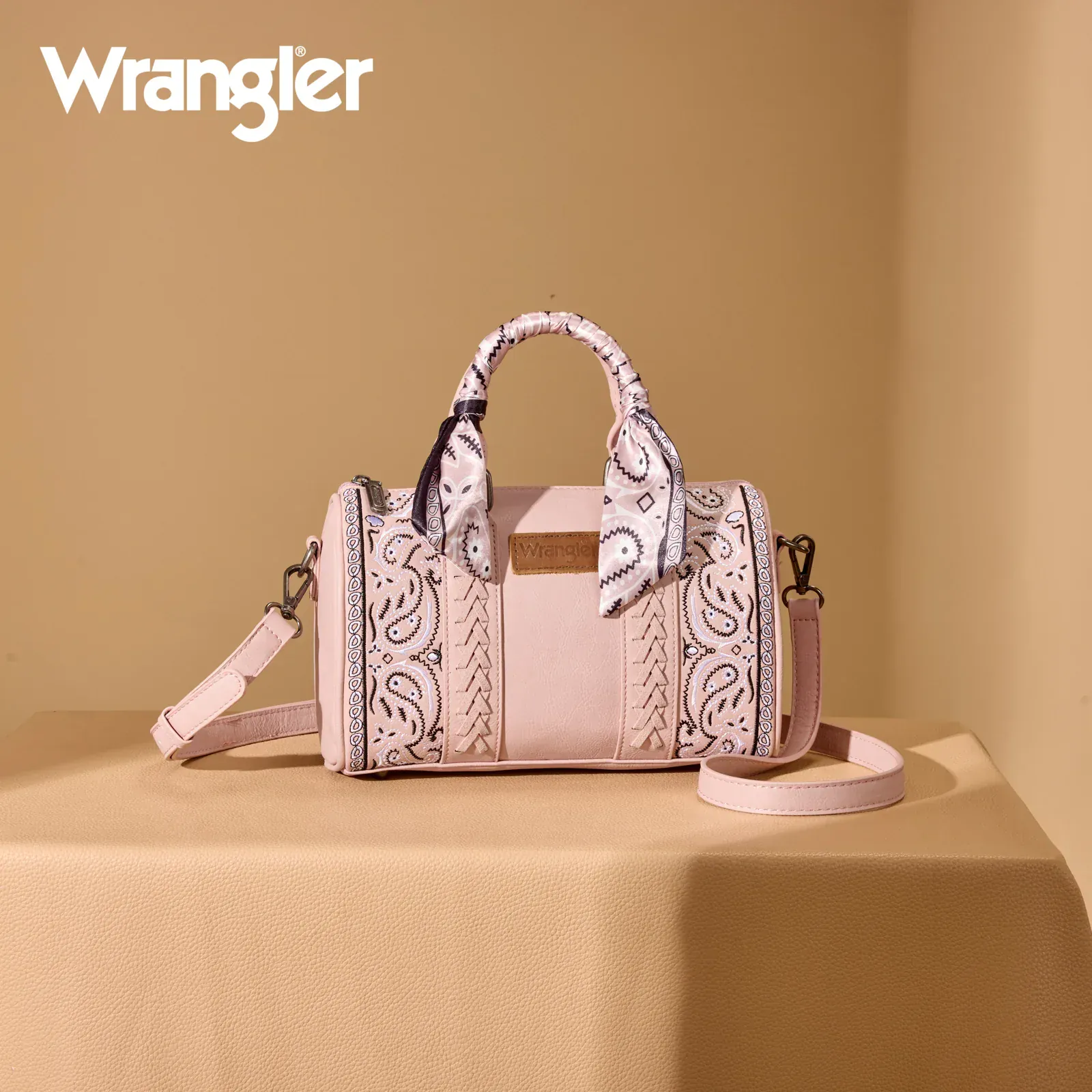 Wrangler Bandana Paisley Print Barrel Crossbody - Pink - Image 2