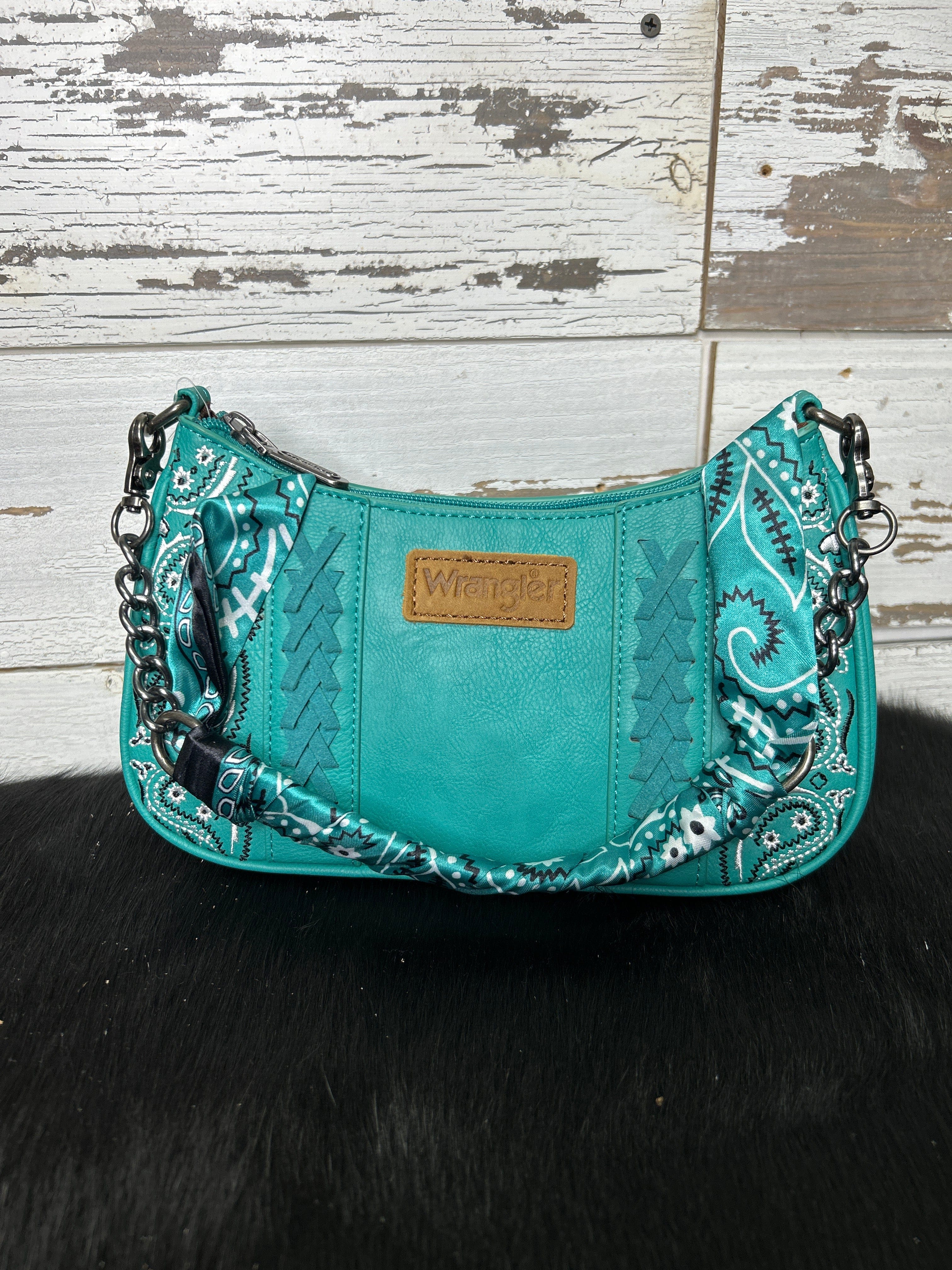 Wrangler Bandana Paisley Print Shoulder Bag/ Crossbody - Turquoise