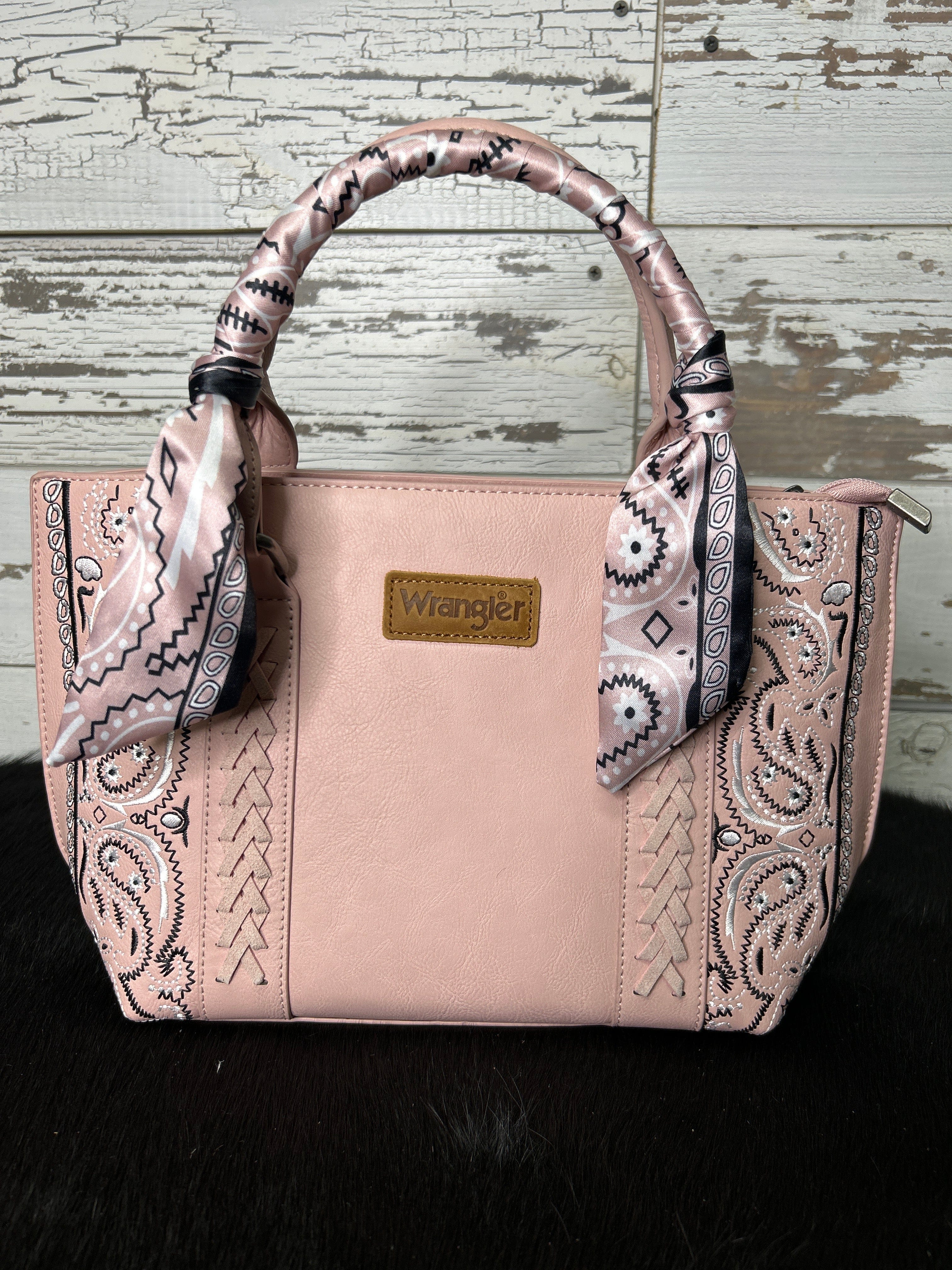 Wrangler Bandana Paisley Print Tote/Crossbody -Pink