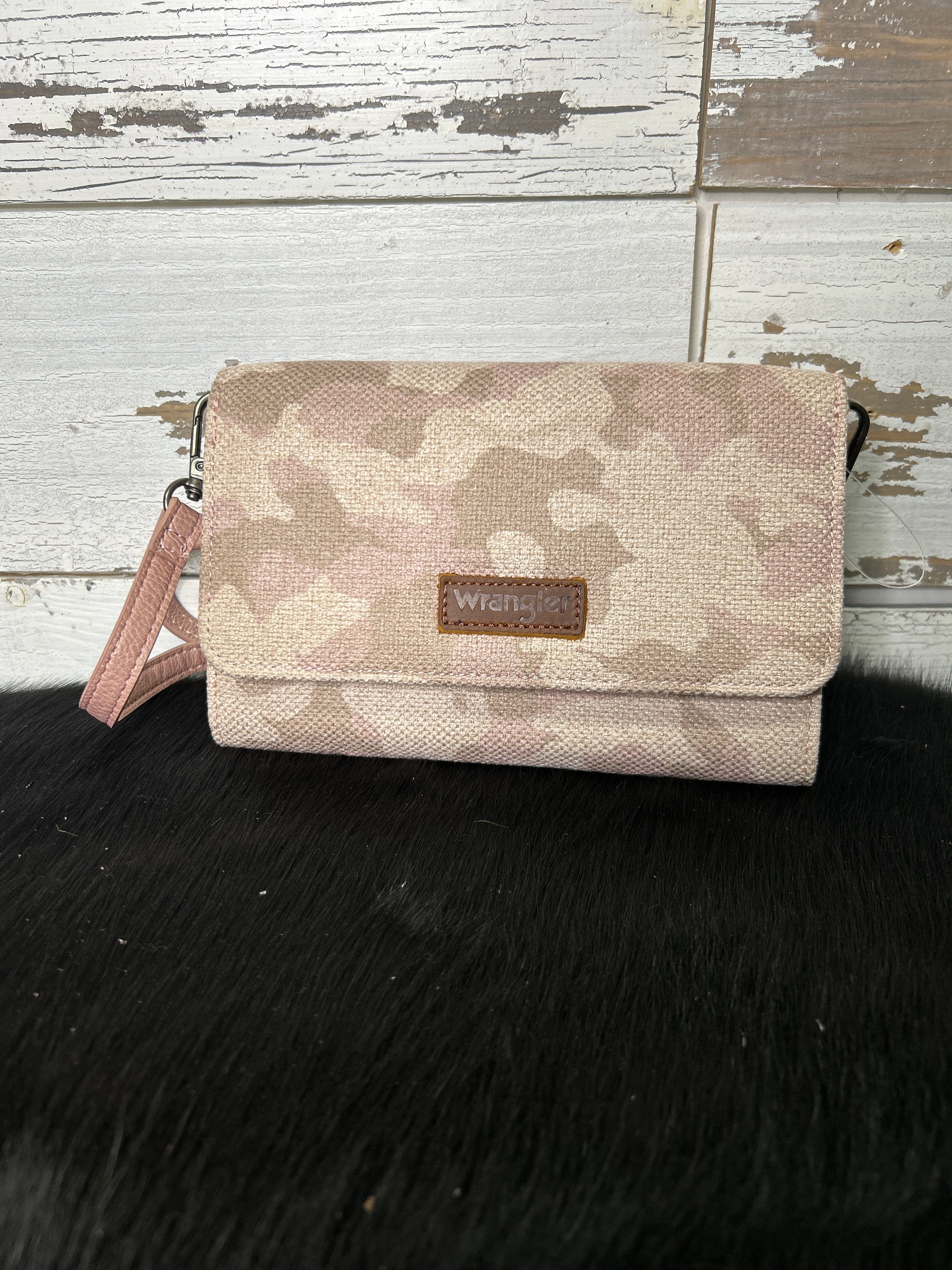 Wrangler Camo Print Canvas Clutch/Crossbody - Pink