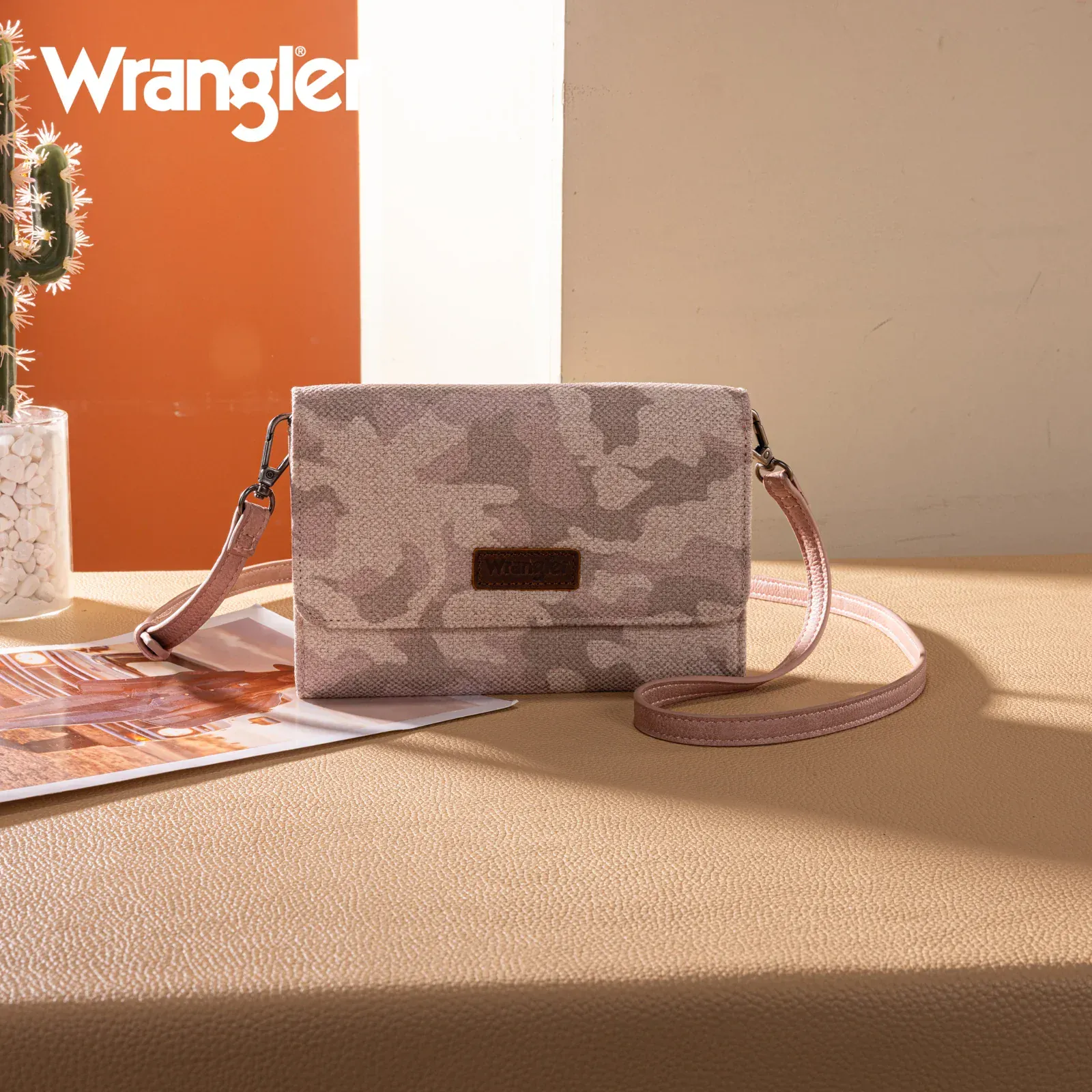 Wrangler Camo Print Canvas Clutch/Crossbody - Pink - Image 3