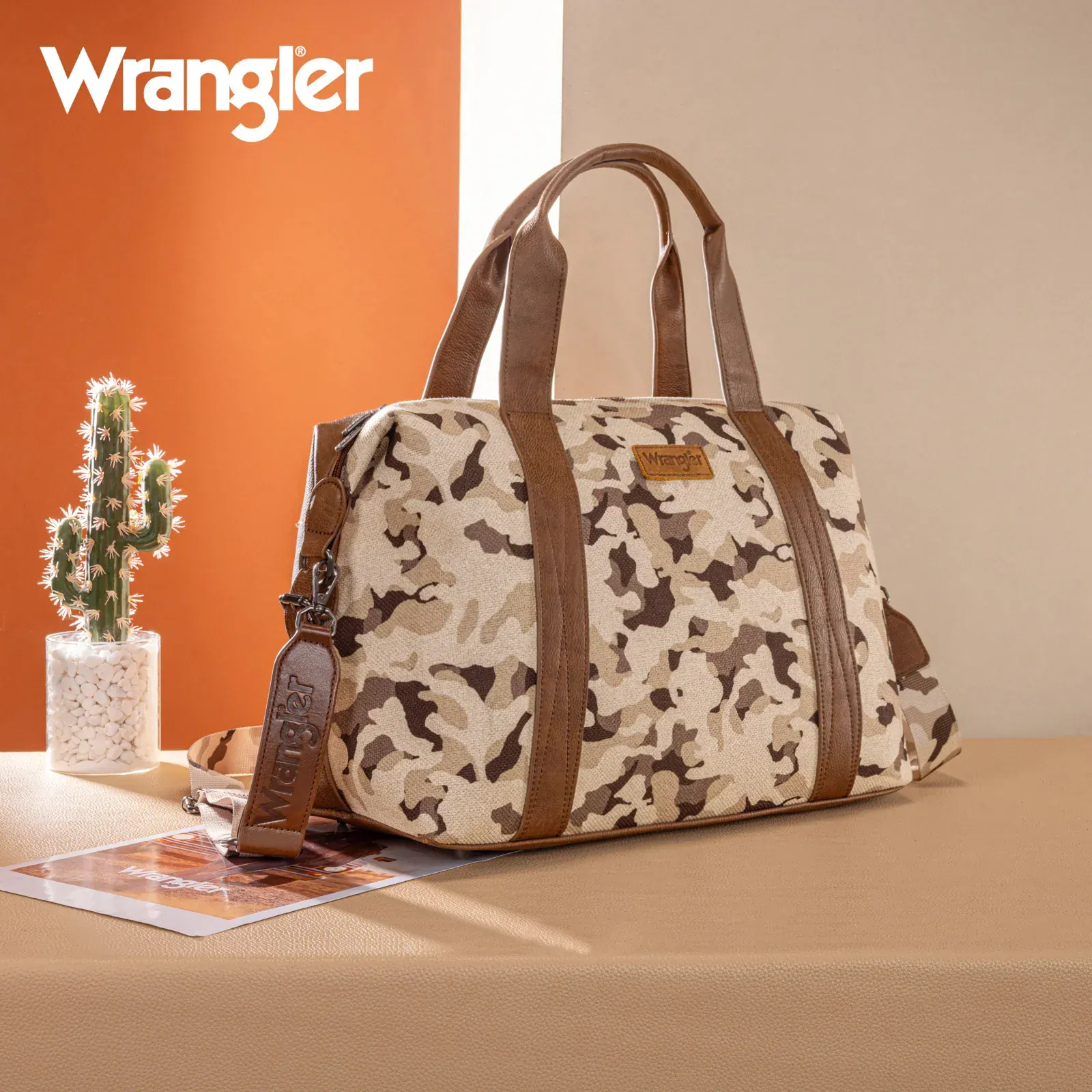 Wrangler Camo Print Collection Duffle Bag -Brown - Image 2