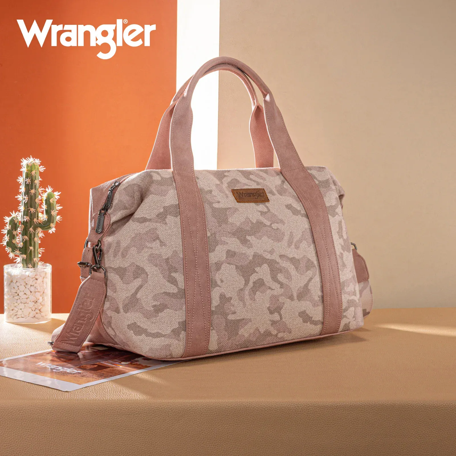 Wrangler Camo Print Collection Duffle Bag -Pink - Image 3