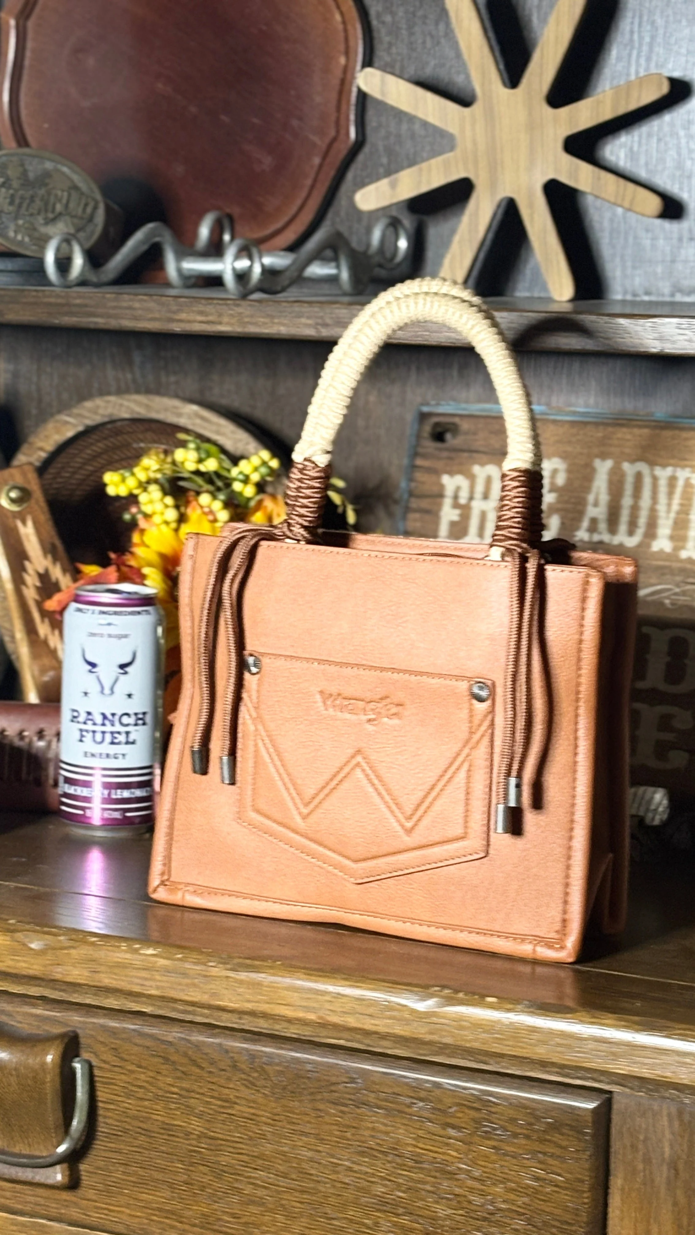 Wrangler Cow Print Tote/Crossbody ~ Brown - Image 2