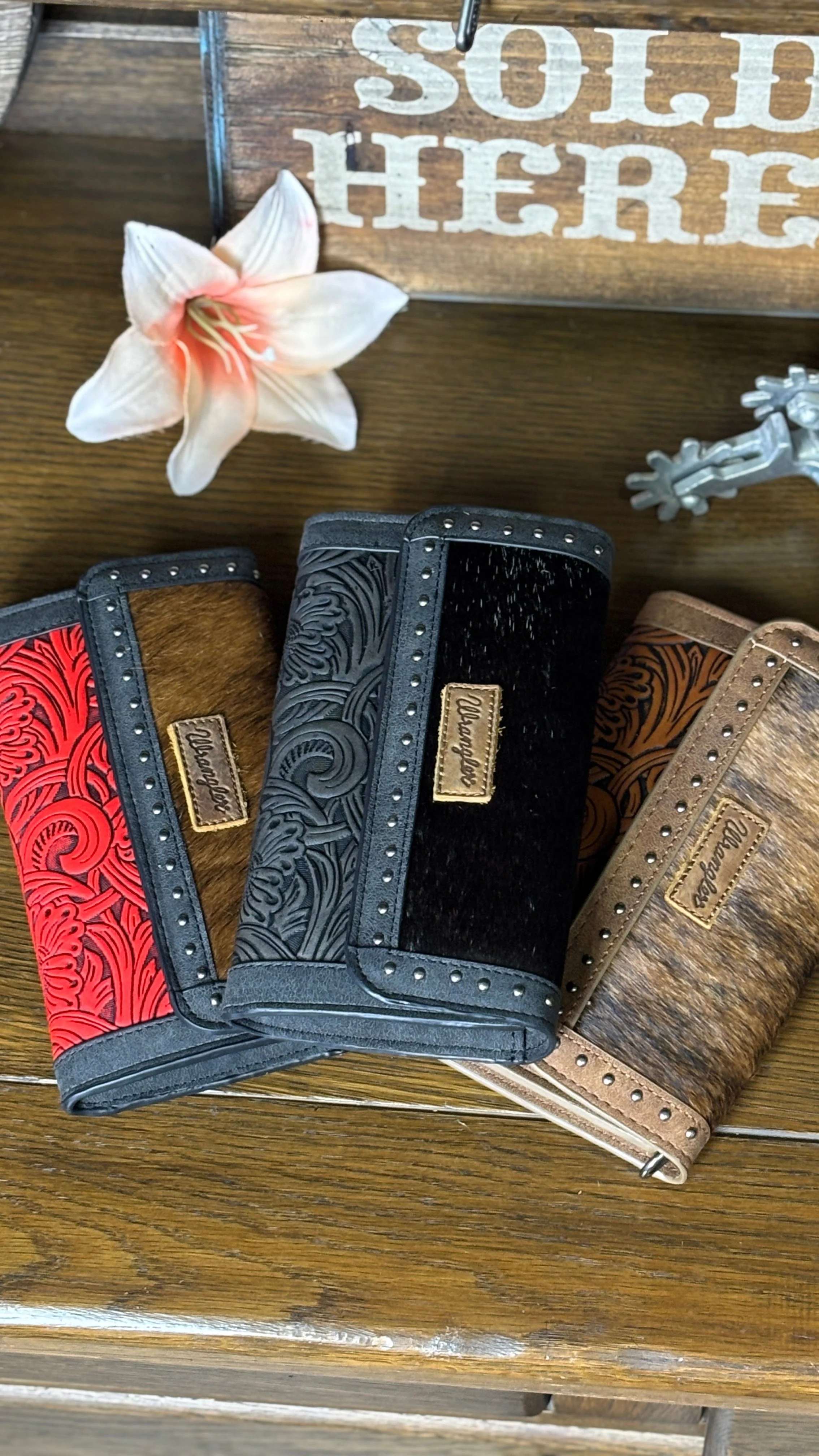 Wrangler Cowhide Wallet/Wristlet/Crossbody Bag