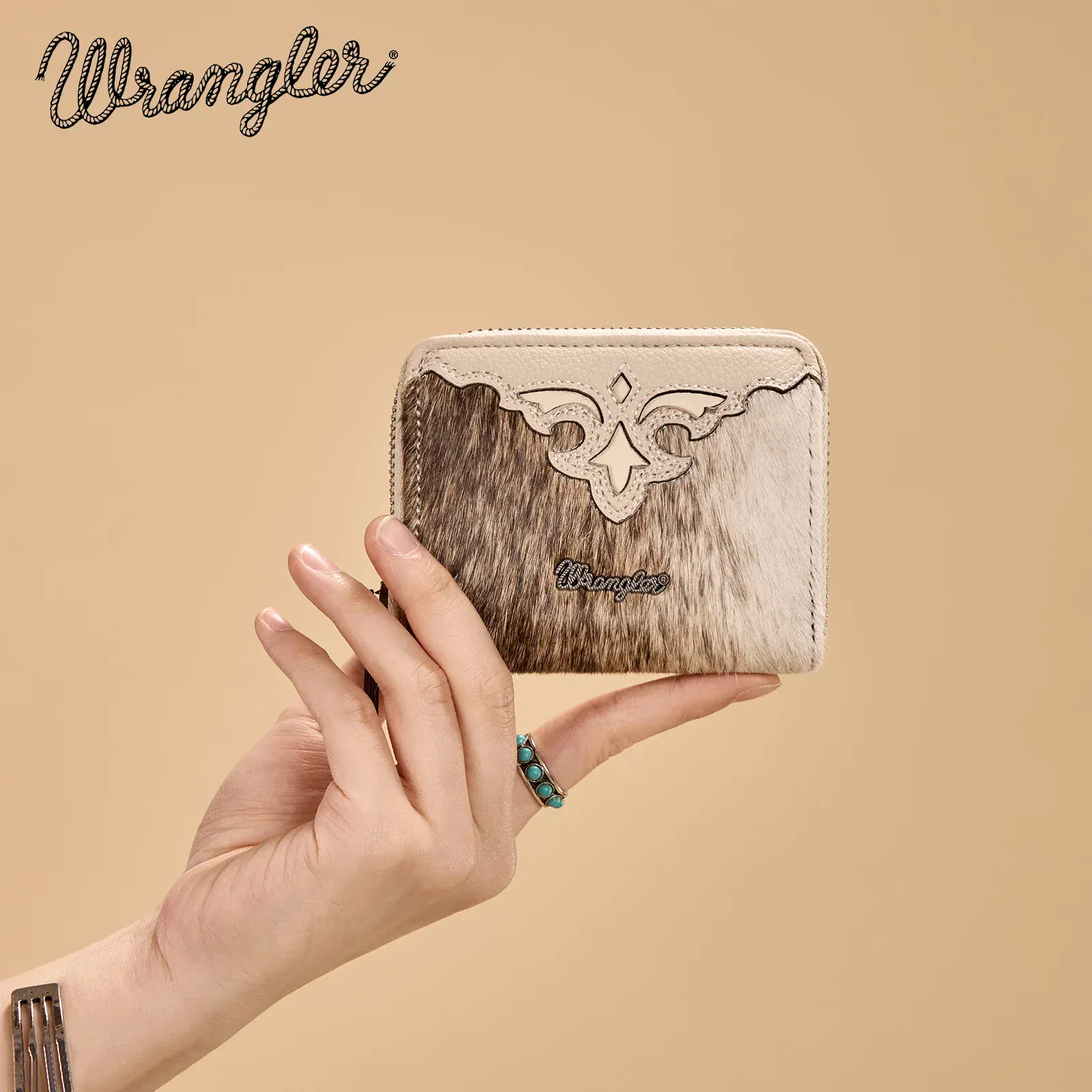 Wrangler Cowhide Zip-Around Wallet ~ Tan - Image 2