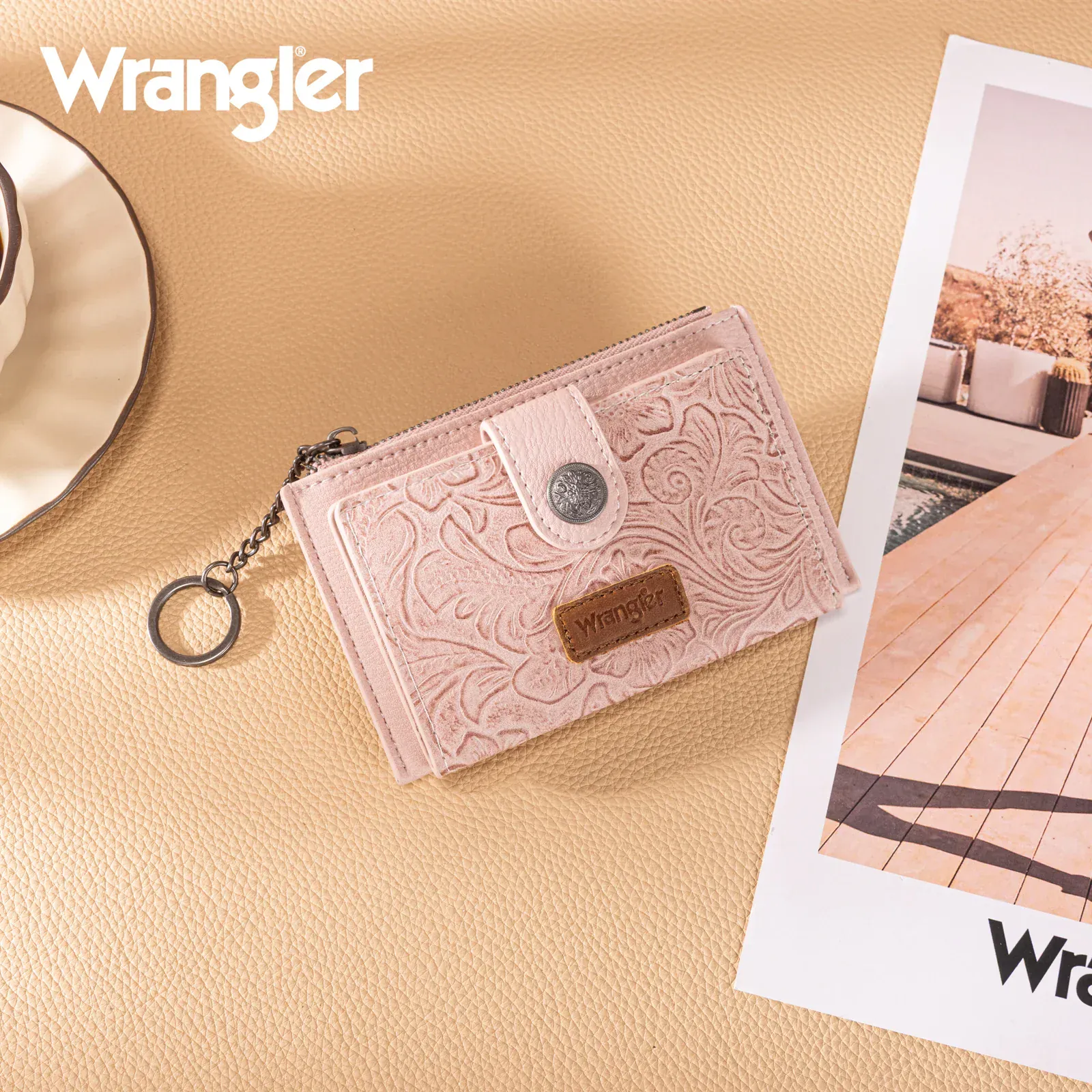 Wrangler Floral Embossed Bi-fold Wallet ~ Pink - Image 3