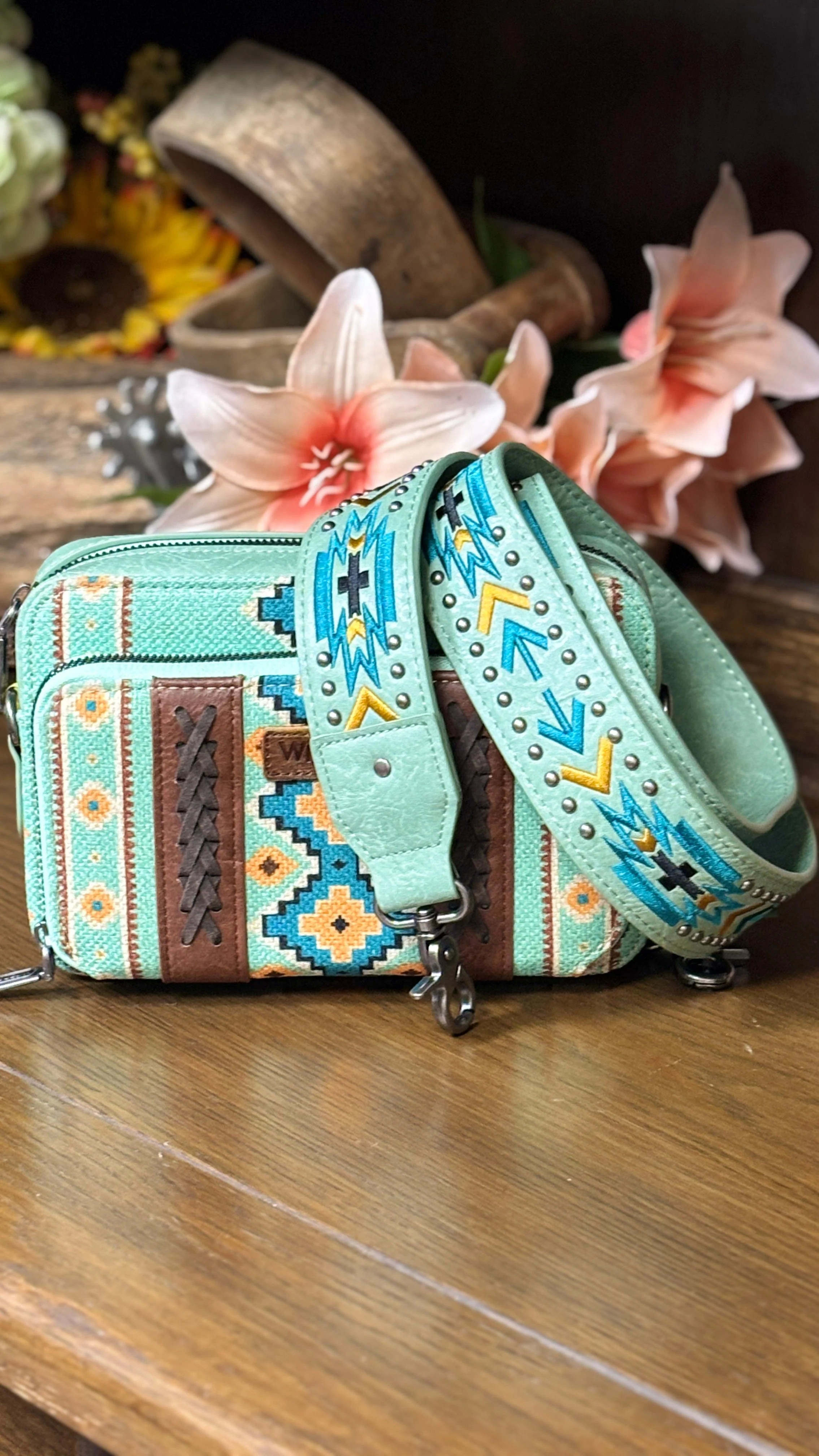 Wrangler Southwest Print Crossbody ~ Green - Image 4