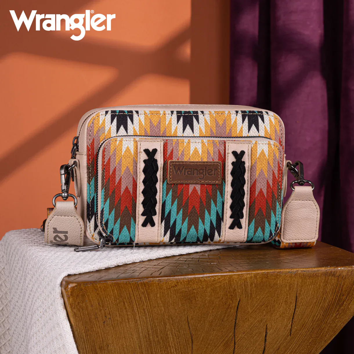 Wrangler Southwestern Dual Sided Crossbody ~ Tan - Image 2