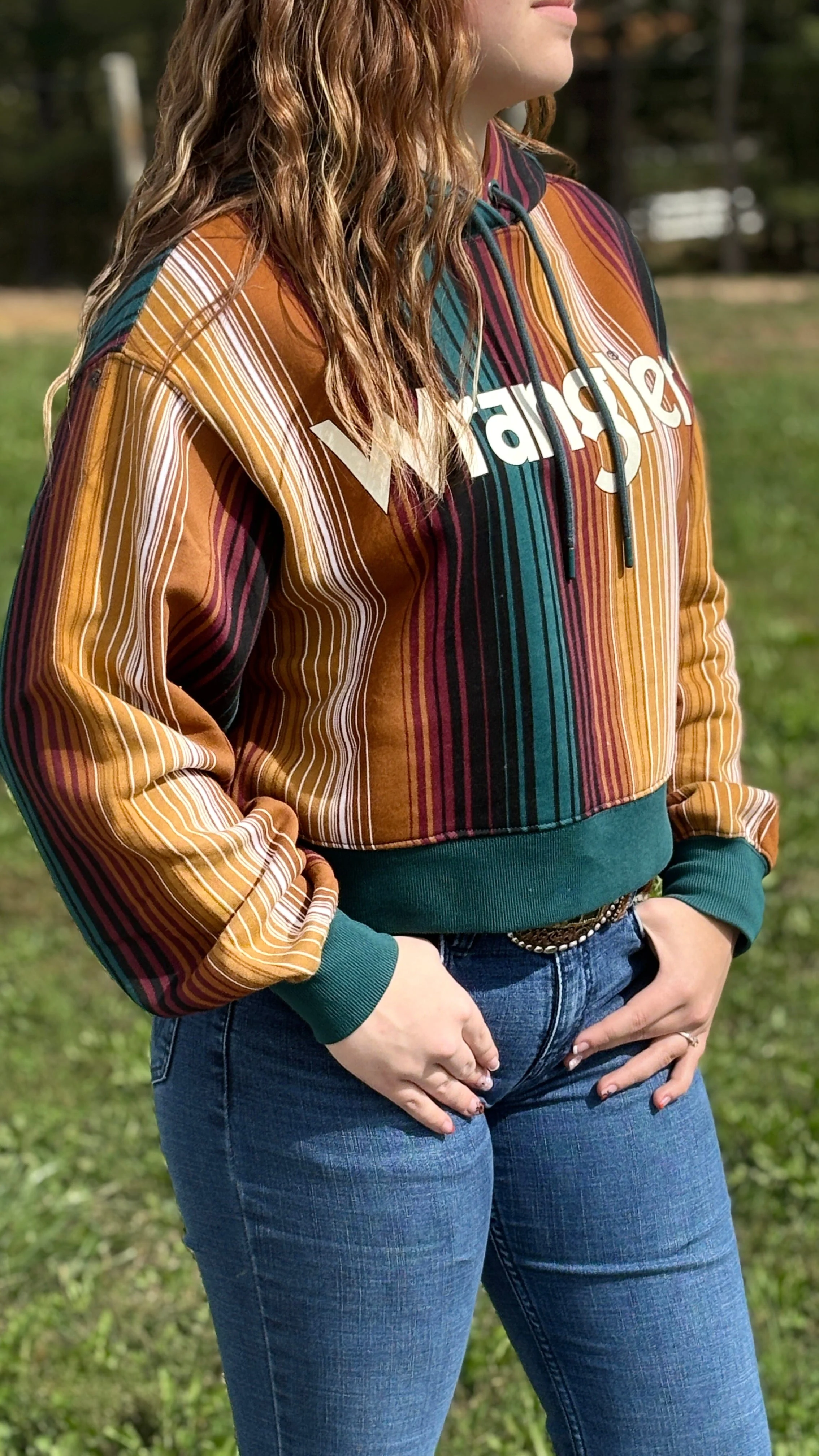 Wrangler Striped Serape Cropped Hoodie