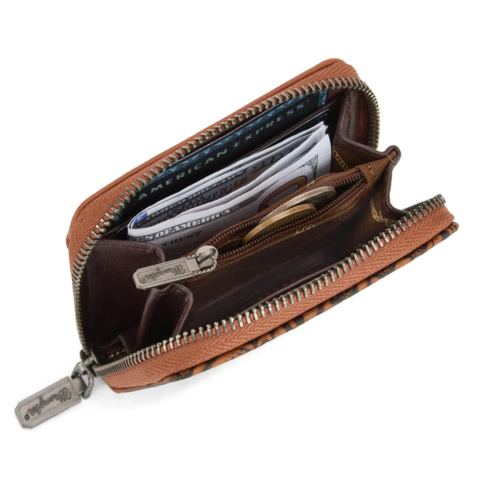 Wrangler Tooled Zip-Around Wallet ~ Brown - Image 3