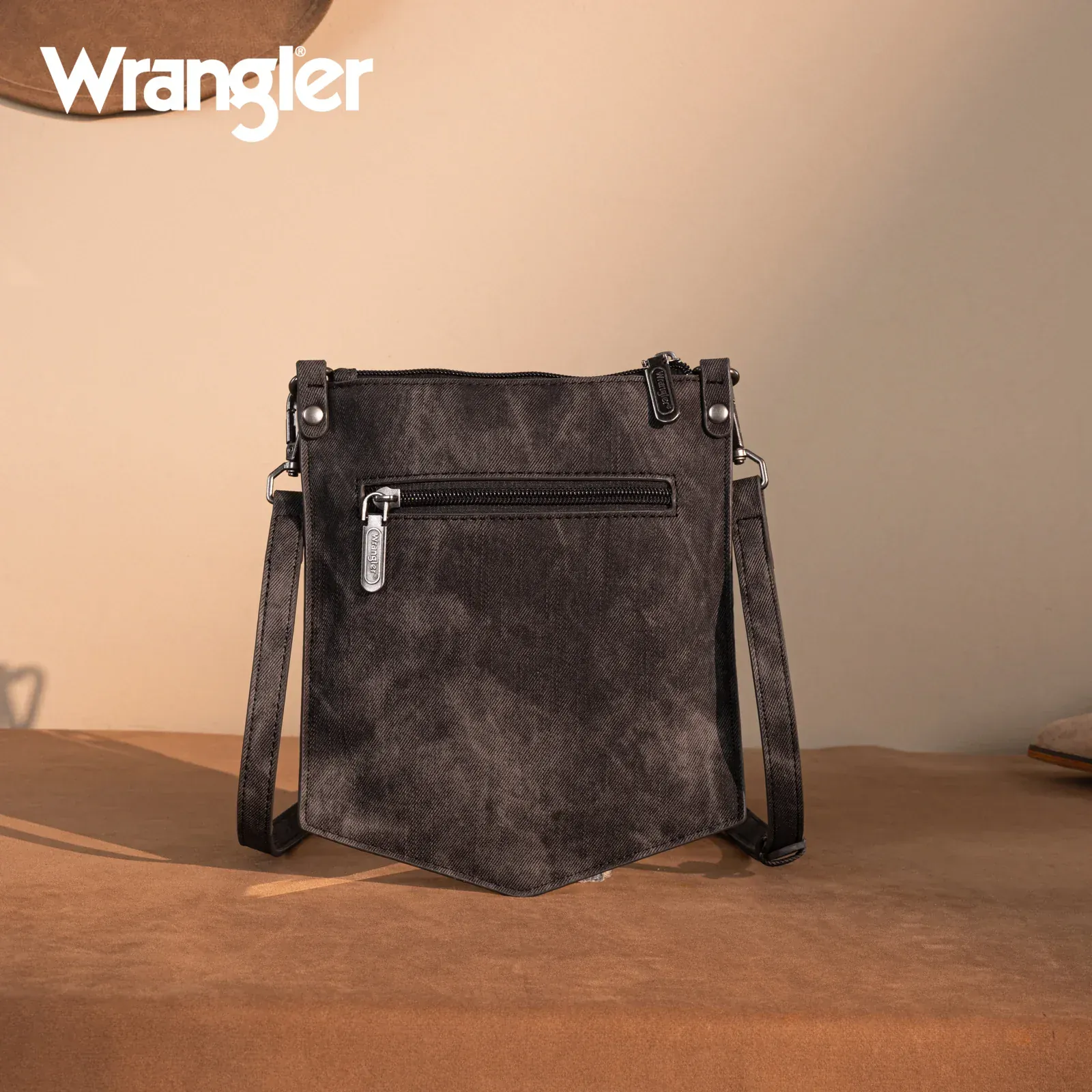 Wrangler "W" Stitch Denim Pocket Crossbody ~ Black - Image 2