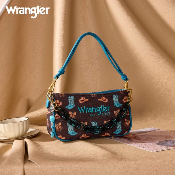 Wrangler Western Print Cowgirl Shoulder Bag ~ Coffee